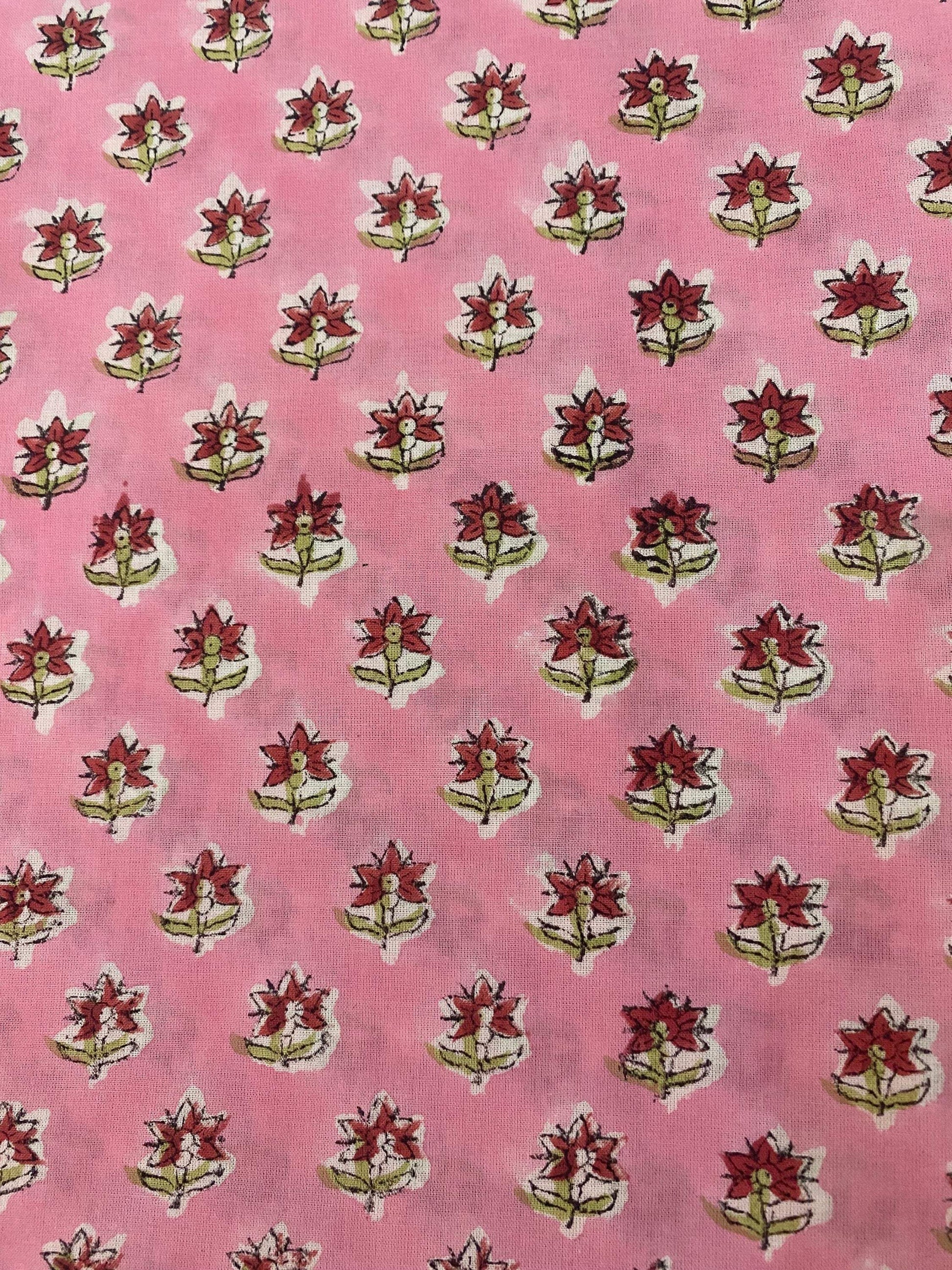 Indian Cotton Block Print Fabric by the Yard -Sewing and Quilting Fabric - Maple Village Lane