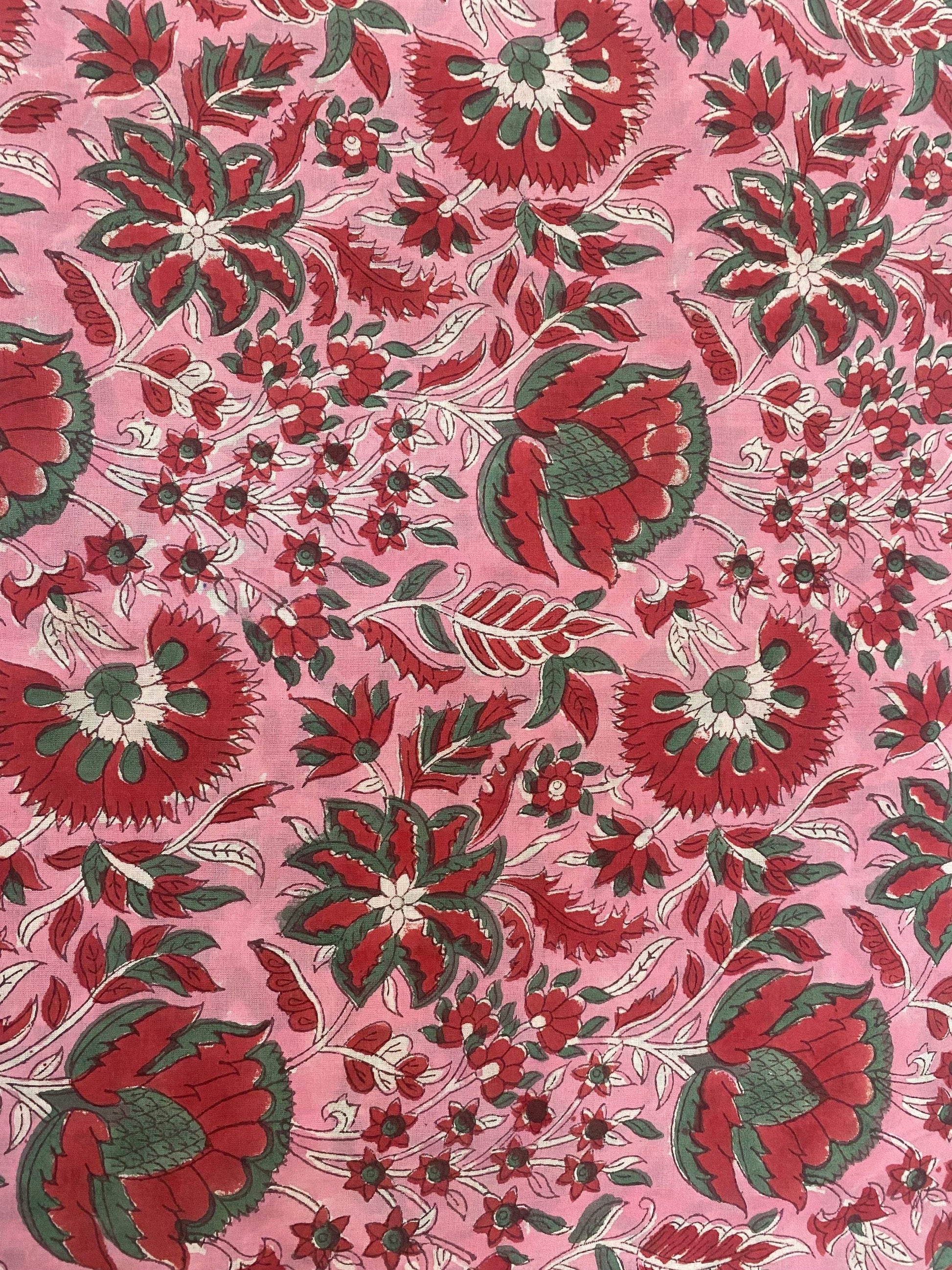 Indian Cotton Block Print Fabric by the Yard -Sewing and Quilting Fabric - Maple Village Lane