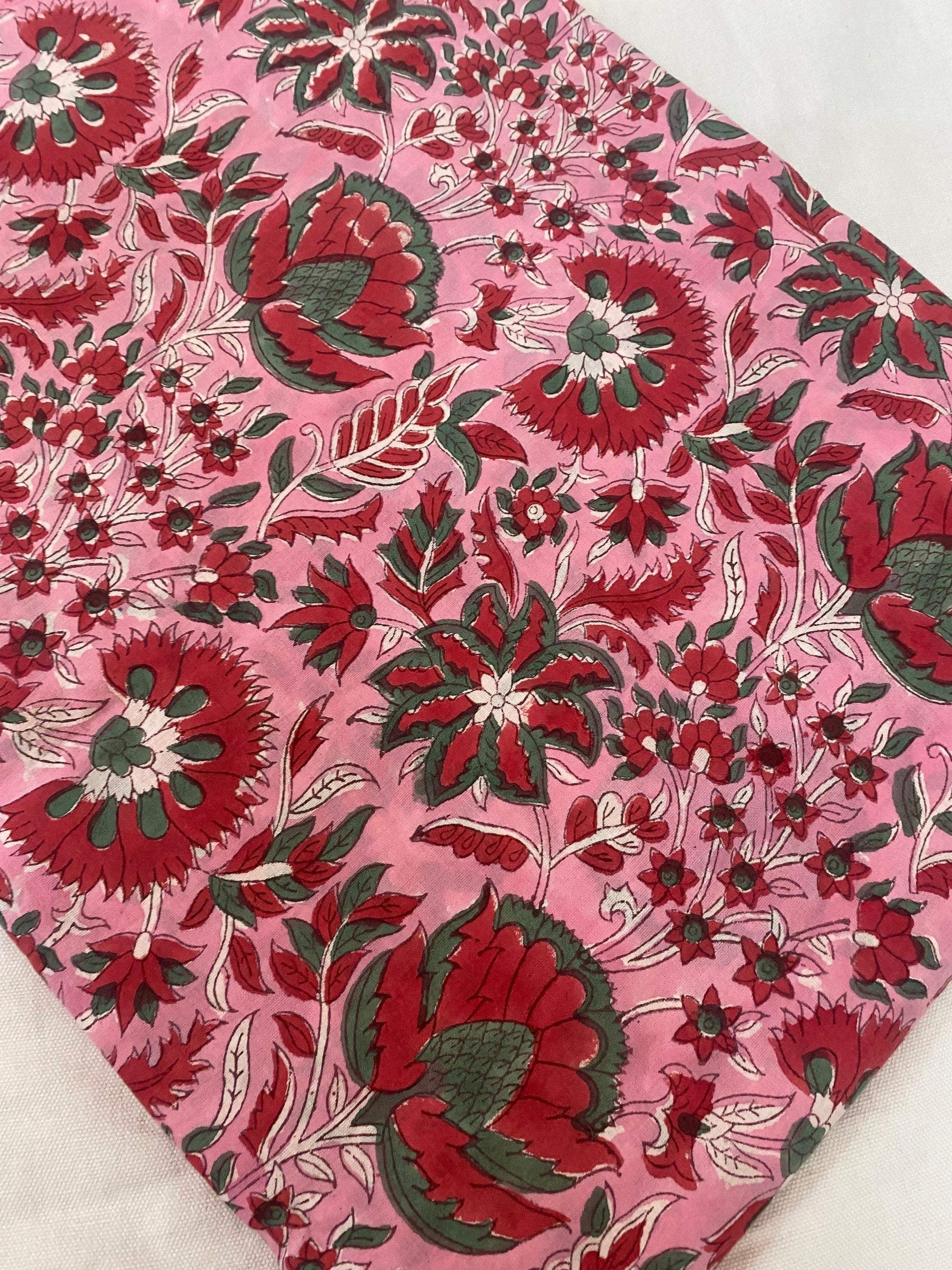 Indian Cotton Block Print Fabric by the Yard -Sewing and Quilting Fabric - Maple Village Lane