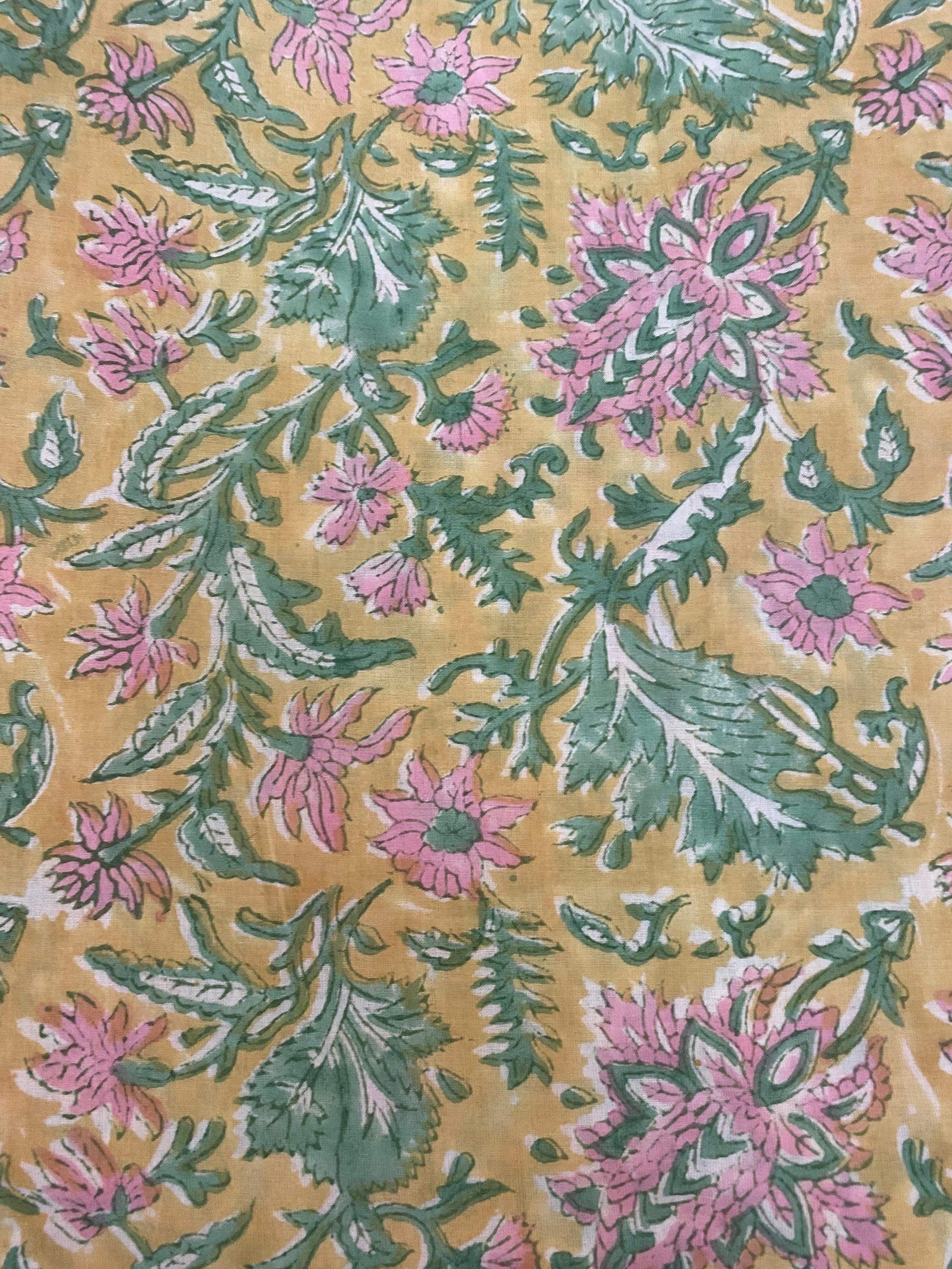 Indian Cotton Block Print Fabric by the Yard -Sewing and Quilting Fabric - Maple Village Lane