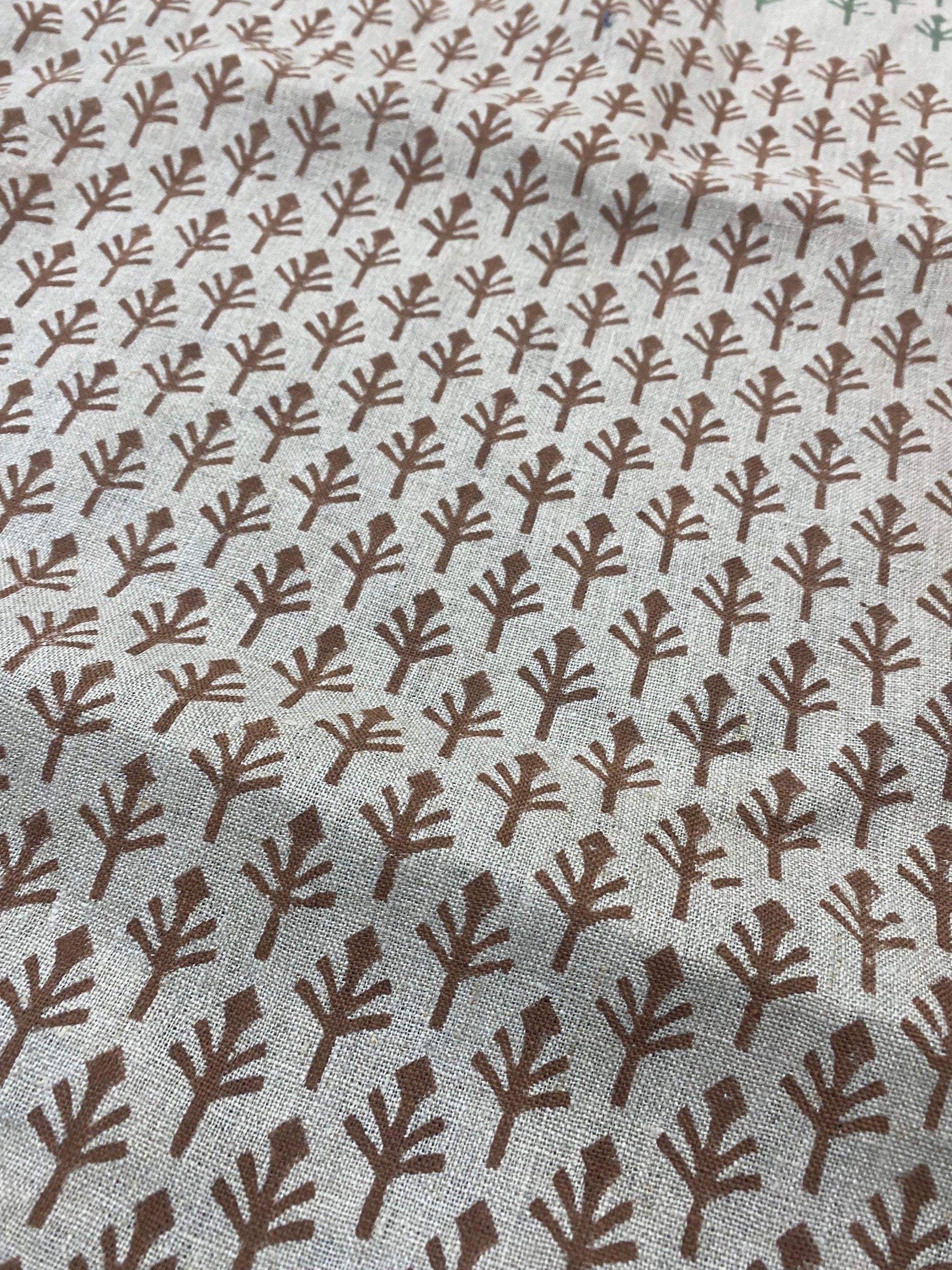 Linen fabric, Fabric by yard, Hand printed fabric, Block Print Fabric, Indian Fabric