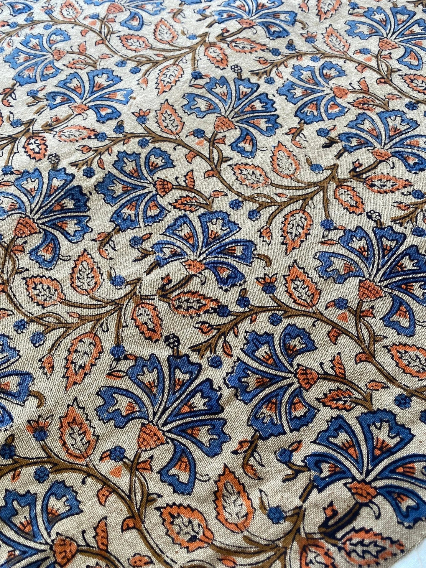 58" inches Indian Hand Block Print Fabric, Indian Linen Fabric, Block Print Fabric, Designer Floral Printing Fabric, Upholstery fabric,