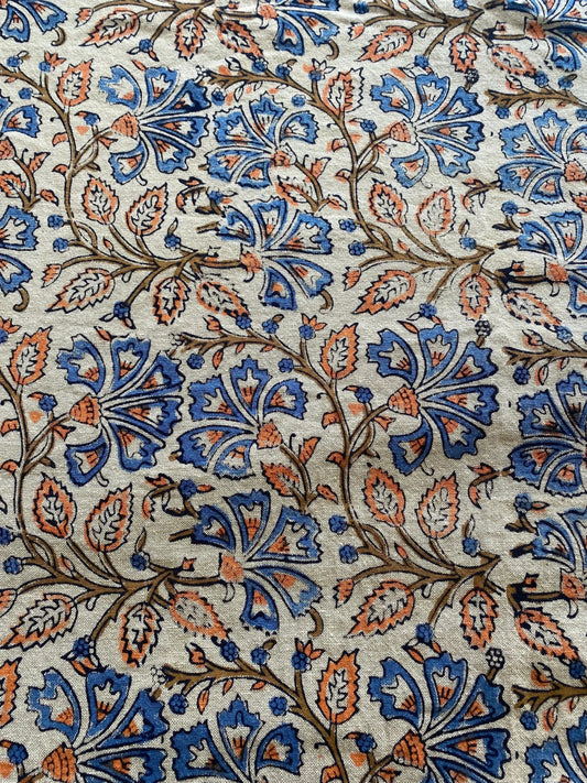 Linen fabric, Fabric by yard, Hand printed fabric, Block Print Fabric, Indian Fabric