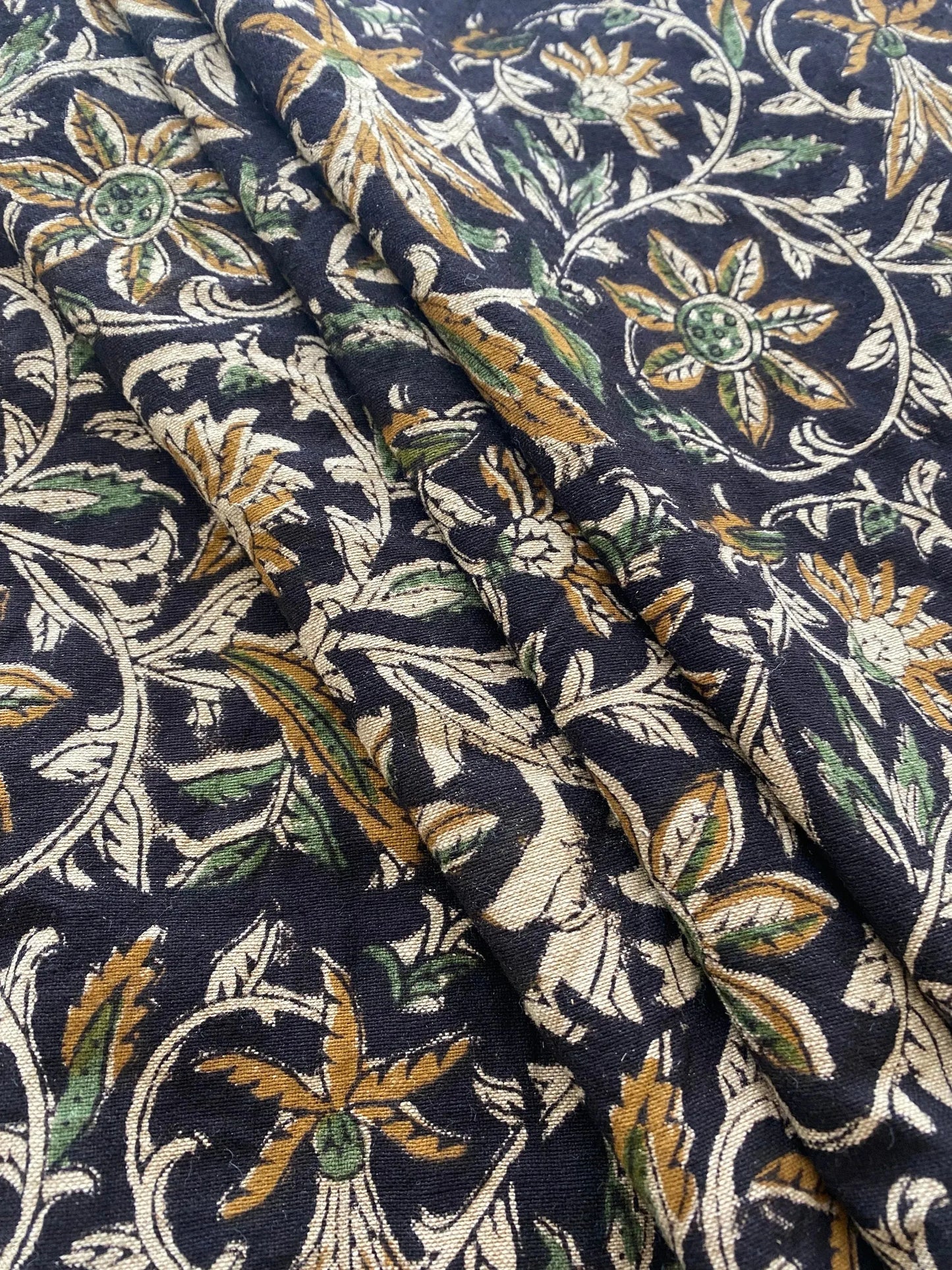 58" inches Indian Hand Block Print Fabric, Indian Linen Fabric, Block Print Fabric, Designer Floral Printing Fabric, Upholstery fabric,