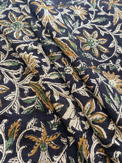 58" inches Indian Hand Block Print Fabric, Indian Linen Fabric, Block Print Fabric, Designer Floral Printing Fabric, Upholstery fabric,