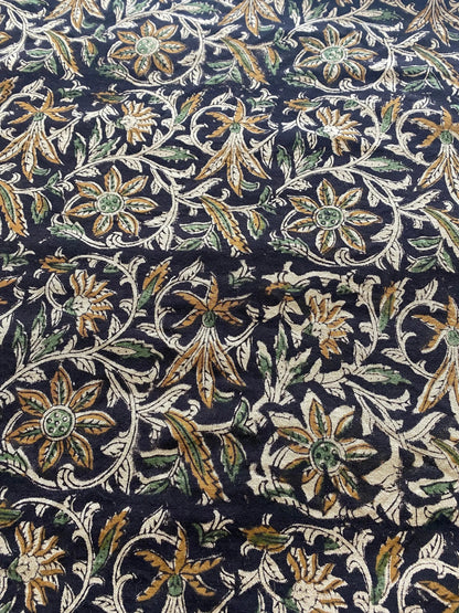 58" inches Indian Hand Block Print Fabric, Indian Linen Fabric, Block Print Fabric, Designer Floral Printing Fabric, Upholstery fabric,