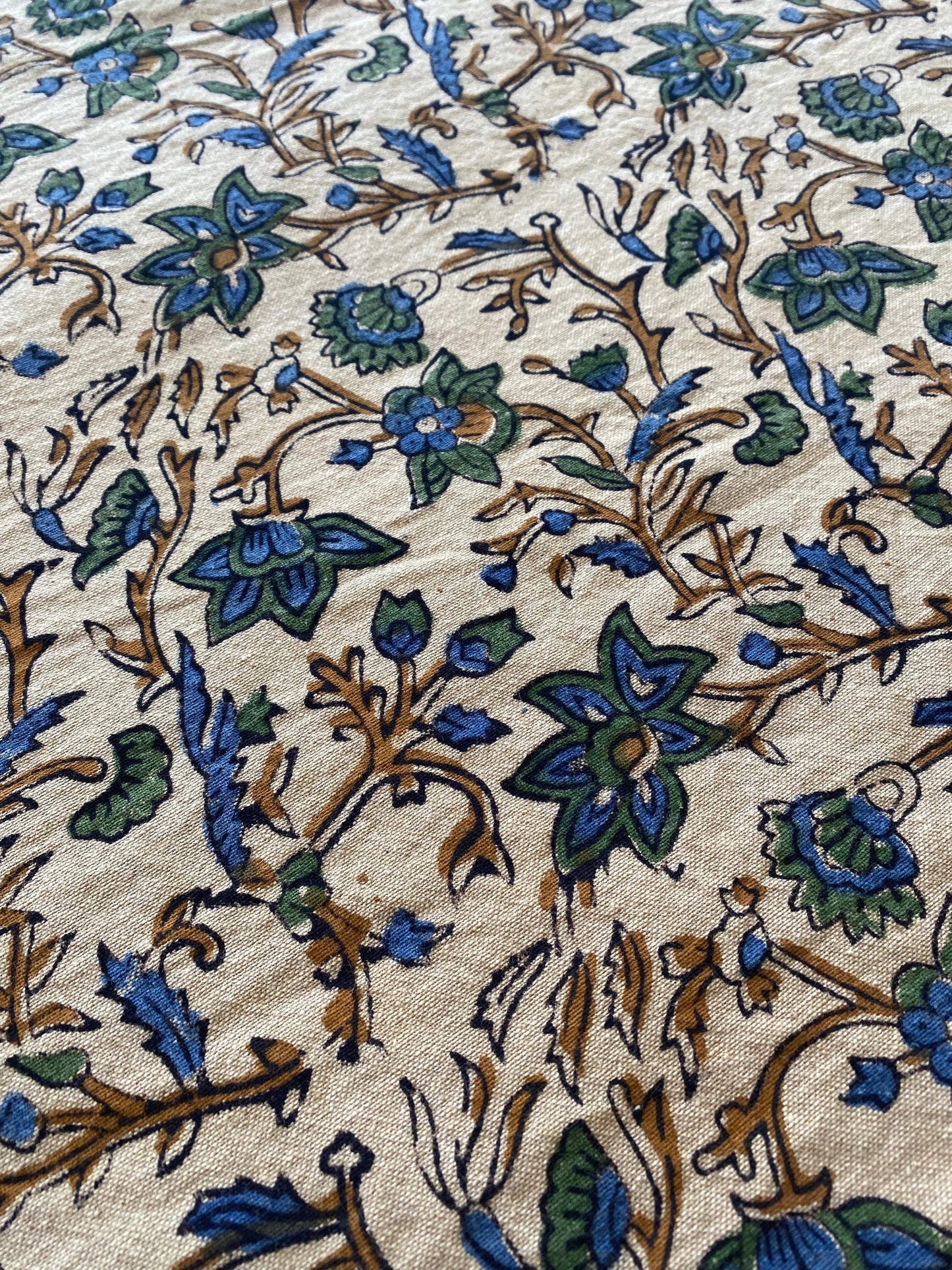 58" inches Indian Hand Block Print Fabric, Indian Linen Fabric, Block Print Fabric, Designer Floral Printing Fabric, Upholstery fabric,