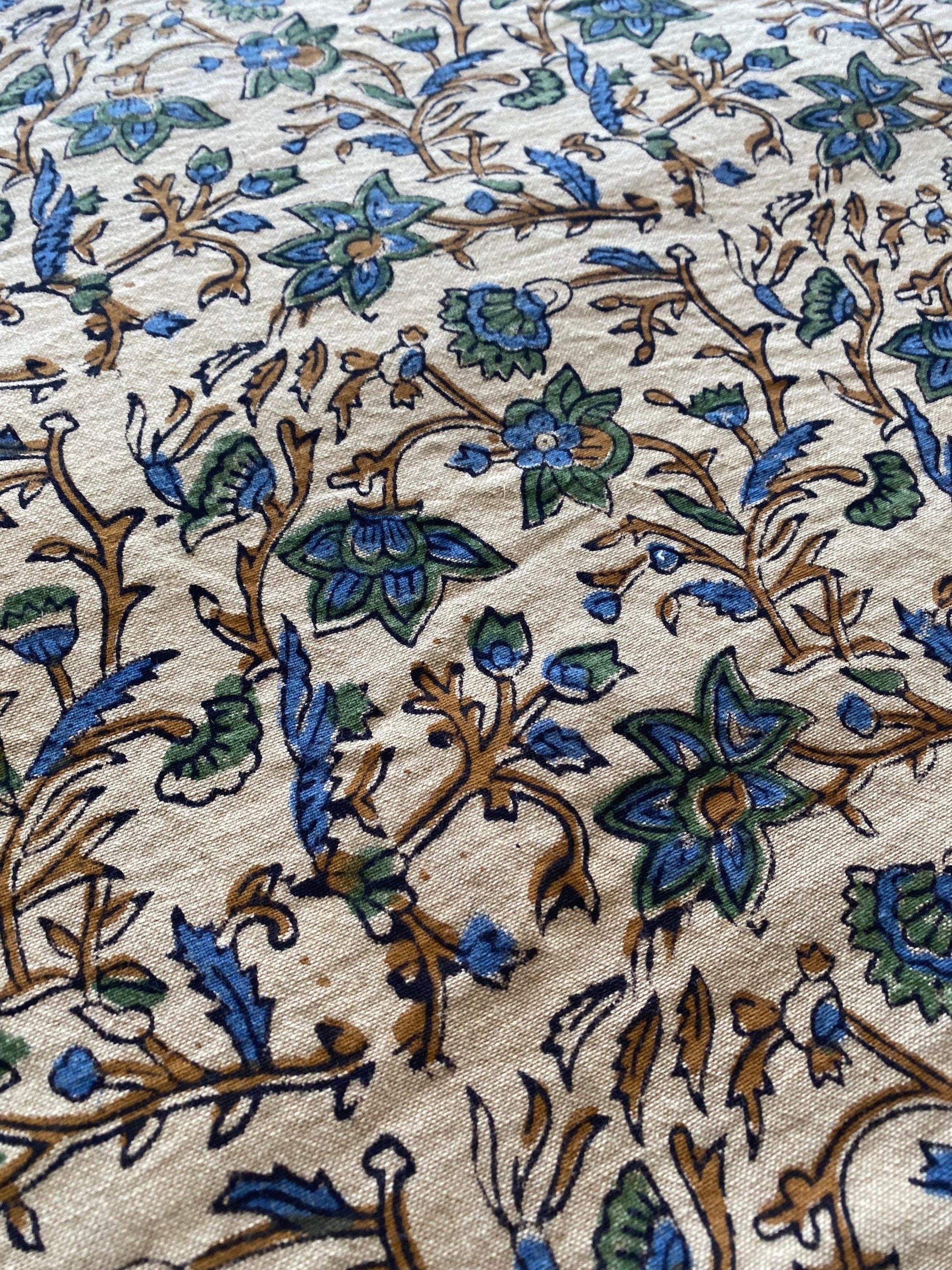 Linen fabric, Fabric by yard, Hand printed fabric, Block Print Fabric, Indian Fabric