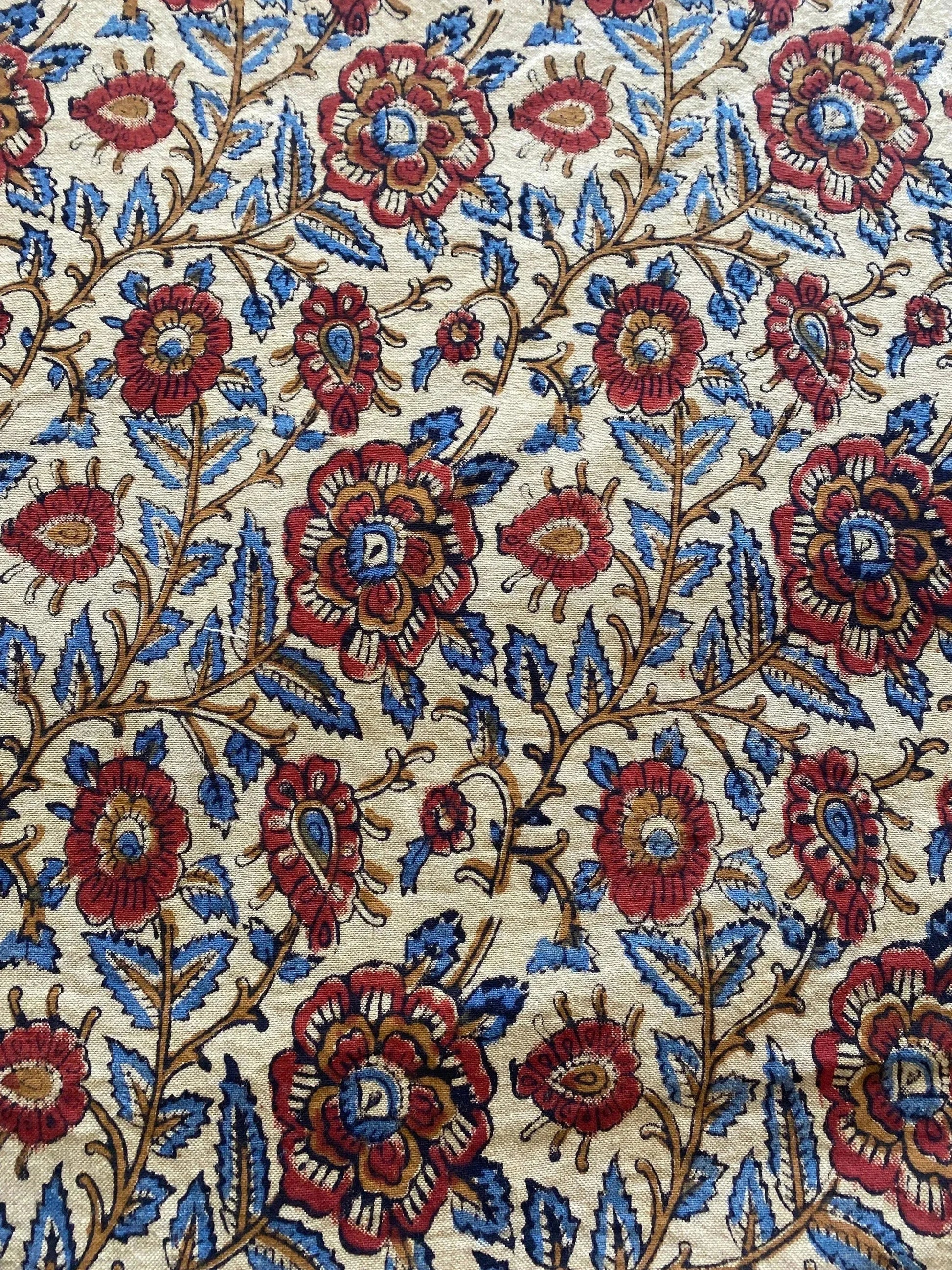 58" inches Indian Hand Block Print Fabric, Indian Linen Fabric, Block Print Fabric, Designer Floral Printing Fabric, Upholstery fabric, - Maple Village Lane