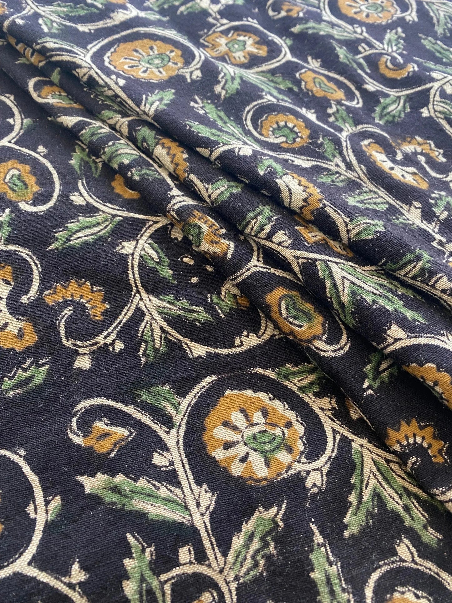 58" inches Indian Hand Block Print Fabric, Indian Linen Fabric, Block Print Fabric, Designer Floral Printing Fabric, Upholstery fabric,