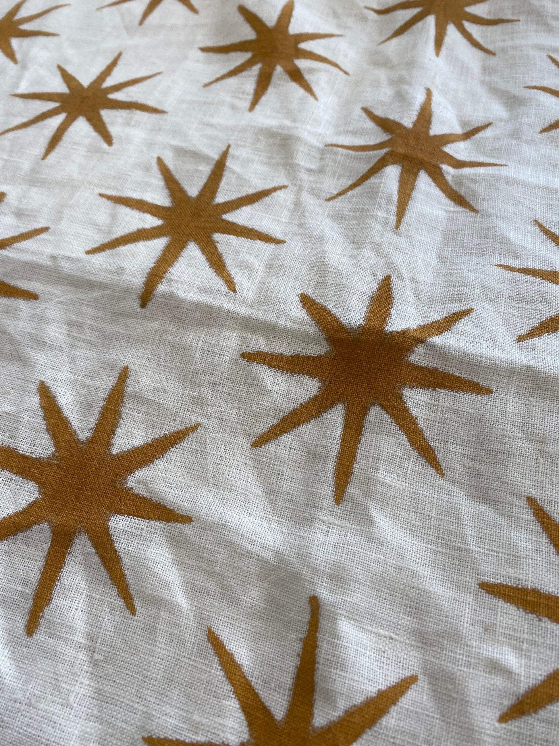 STAR || Indian Hand Block Print Fabric, Indian Linen Fabric, Block Print Fabric, Designer Floral Printing Fabric, Upholstery fabric, - Maple Village Lane