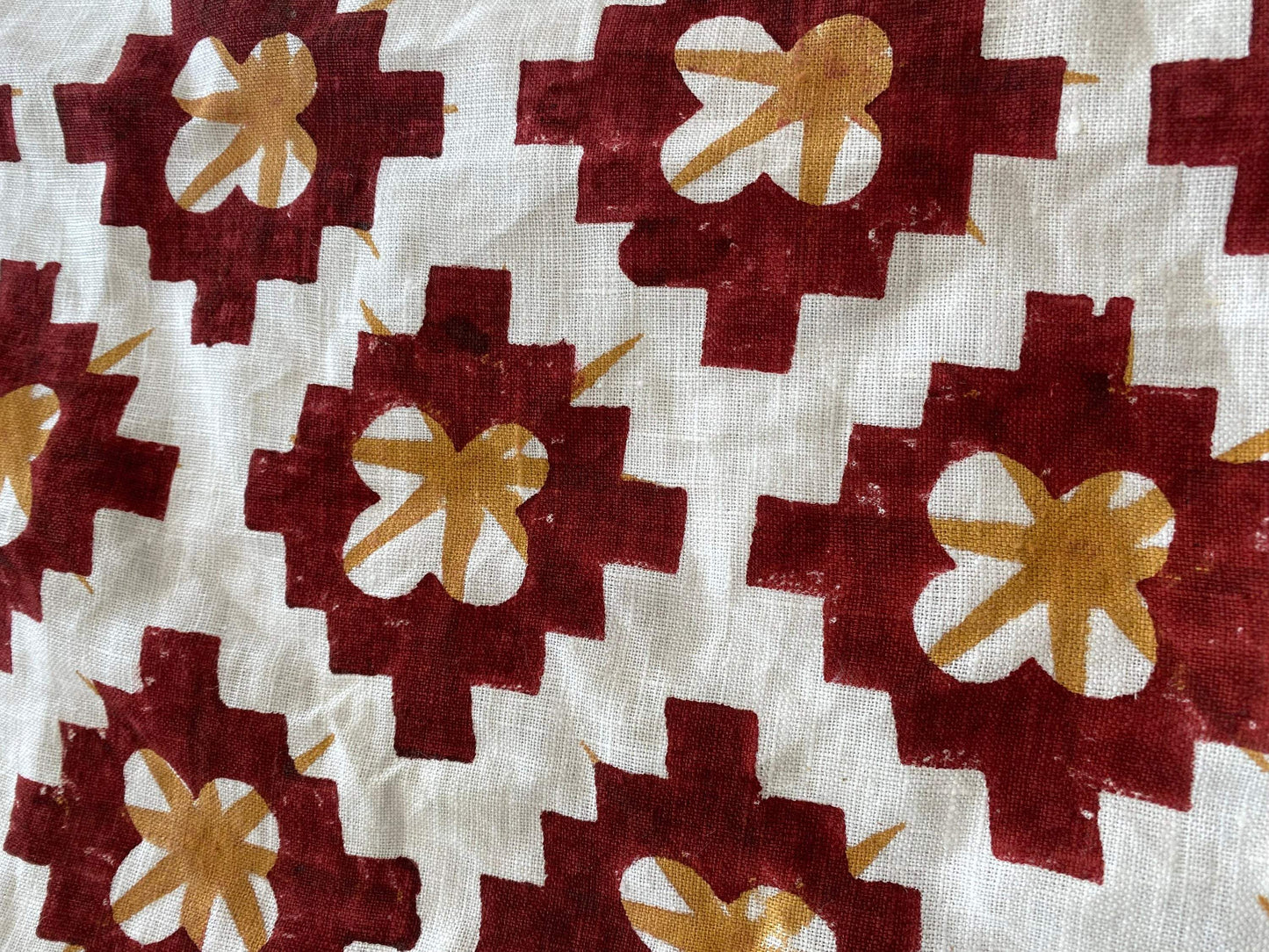 Linen fabric, Fabric by yard, Hand printed fabric, Block Print Fabric, Indian Fabric