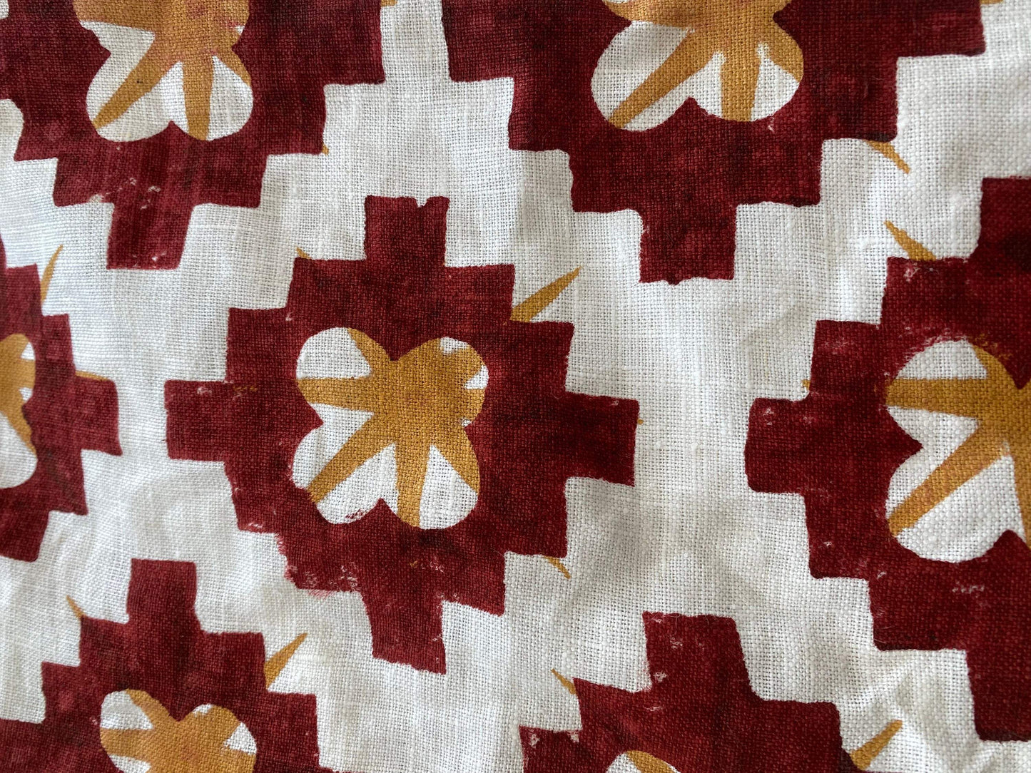 Indian Handloom Linen Hand Block Print Fabric, Block Print Fabric, Designer Floral Printing Fabric, Upholstery fabric, Pillow Cover Fabric - Maple Village Lane