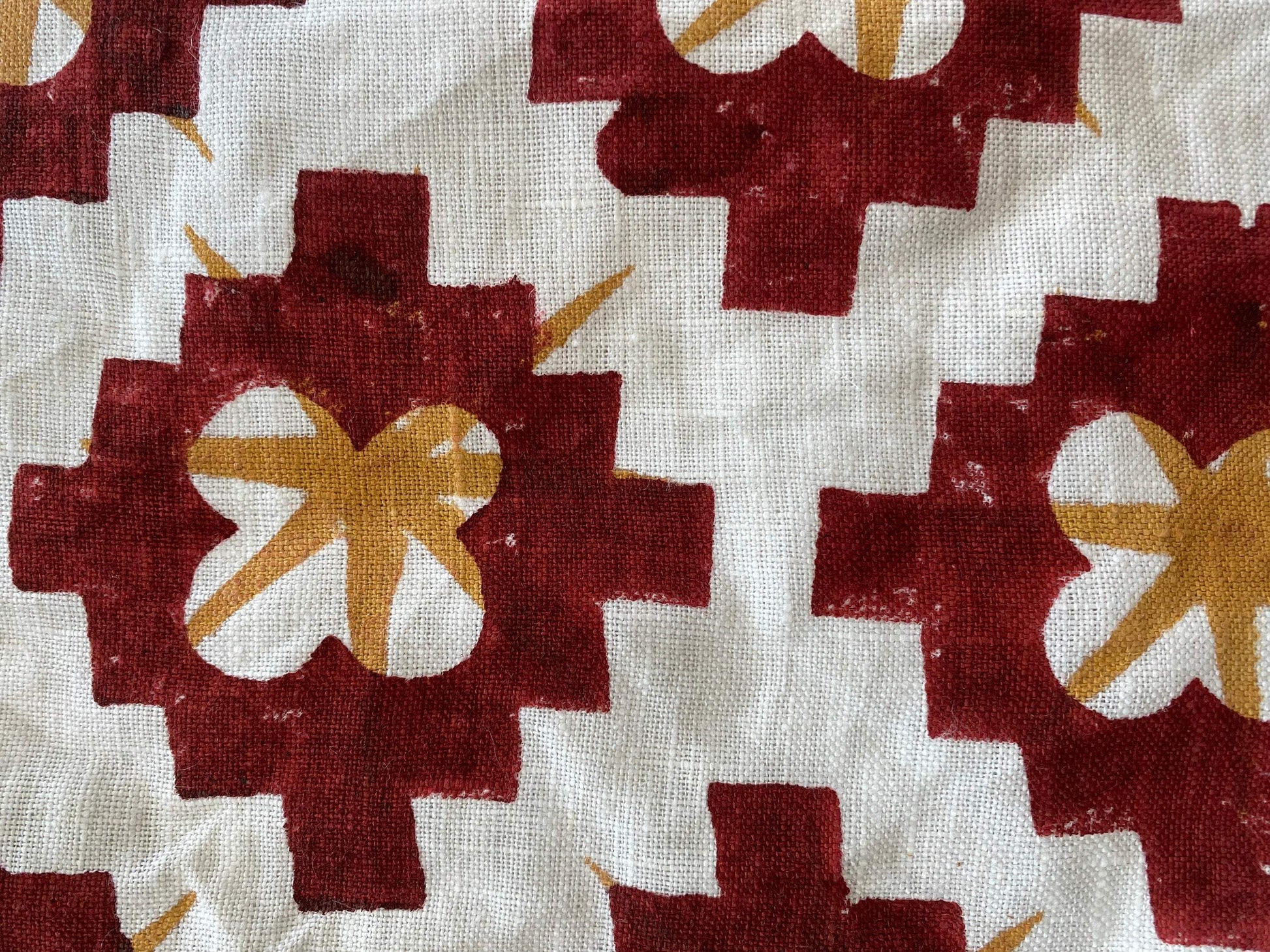 Indian Handloom Linen Hand Block Print Fabric, Block Print Fabric, Designer Floral Printing Fabric, Upholstery fabric, Pillow Cover Fabric - Maple Village Lane