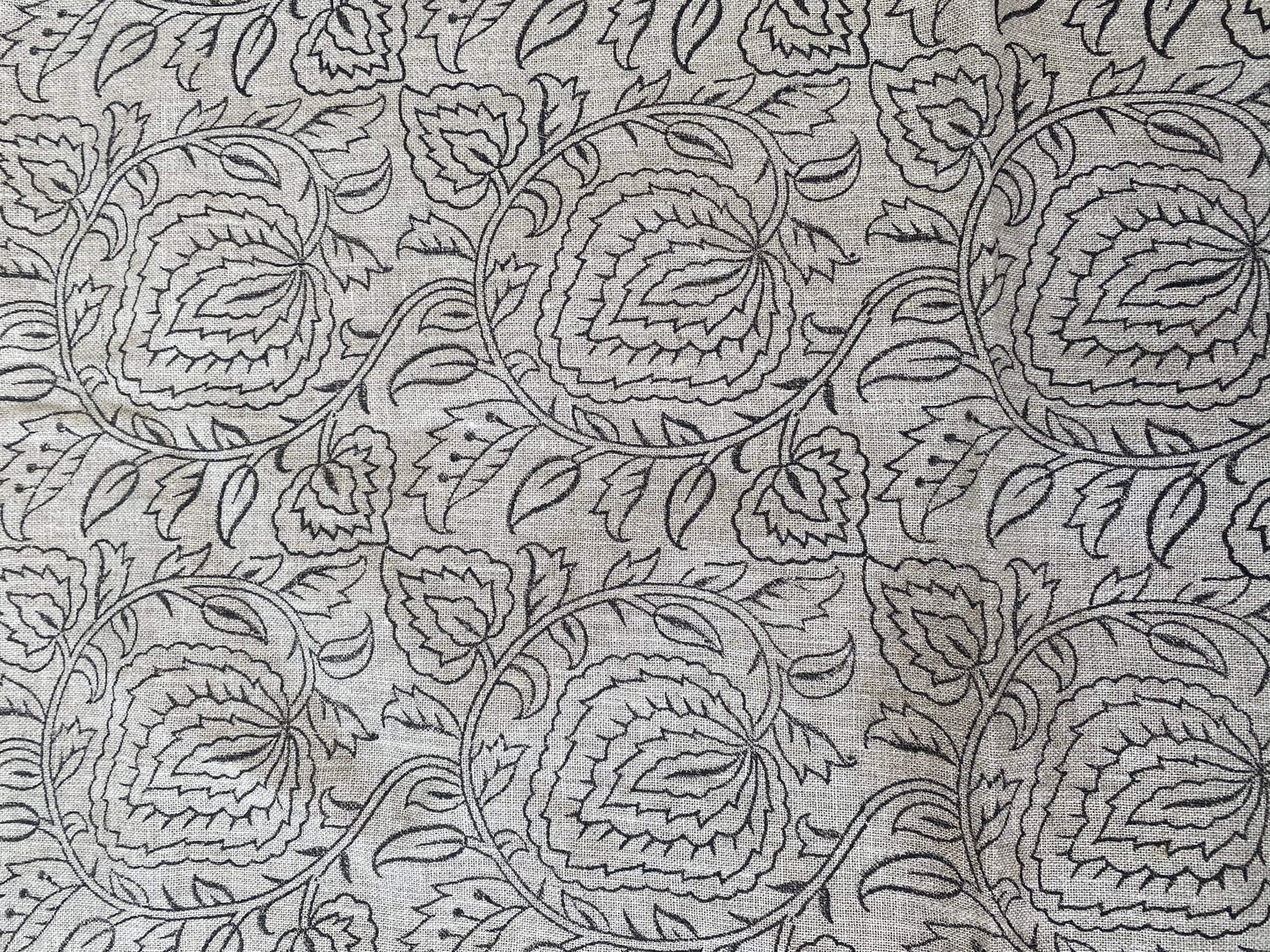 NORA || Indian Hand Block Print Fabric, Indian Linen Fabric, Block Print Fabric, Designer Floral Printing Fabric, Upholstery fabric, - Maple Village Lane