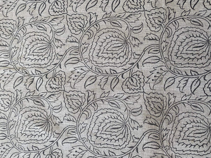 NORA || Indian Hand Block Print Fabric, Indian Linen Fabric, Block Print Fabric, Designer Floral Printing Fabric, Upholstery fabric, - Maple Village Lane