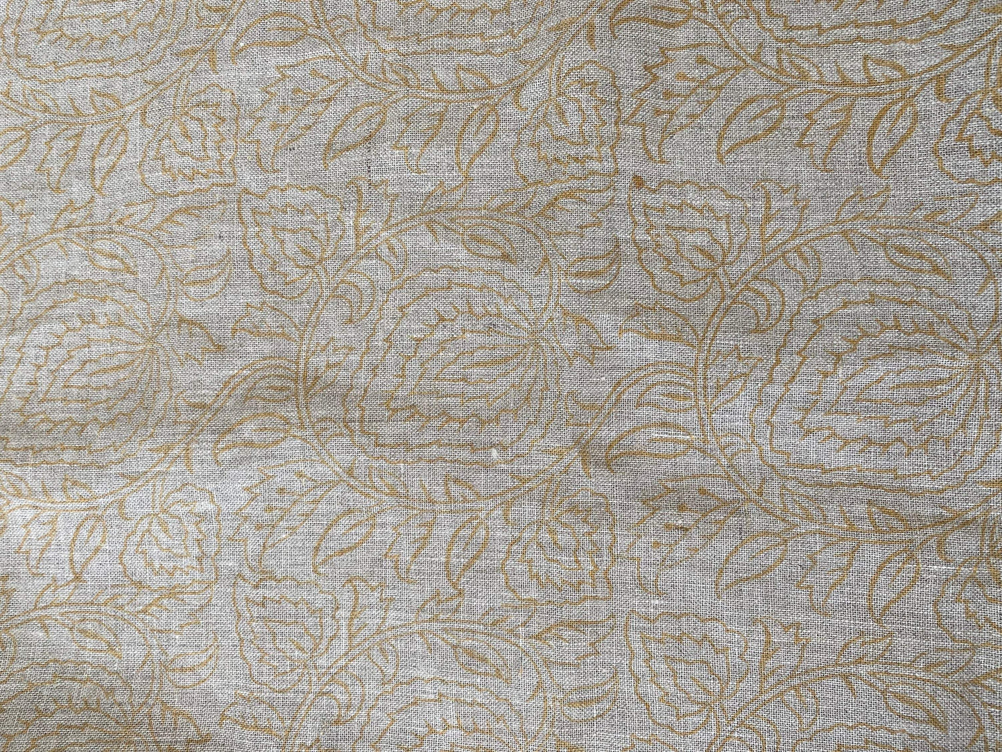 NORA || Indian Hand Block Print Fabric, Indian Linen Fabric, Block Print Fabric, Designer Floral Printing Fabric, Upholstery fabric, Pillow - Maple Village Lane