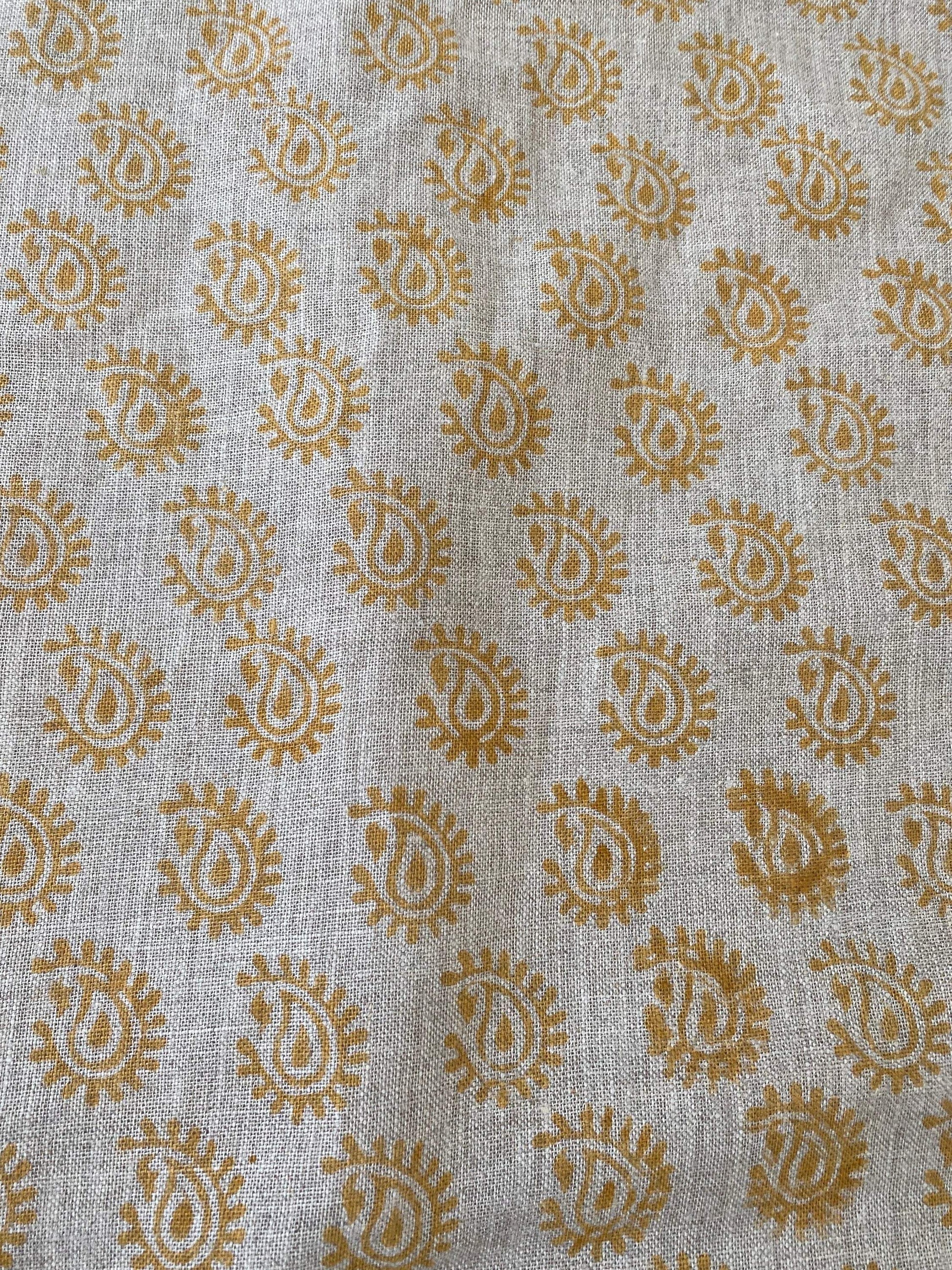 TATULLA || Indian Hand Block Print Fabric, Indian Linen Fabric, Block Print Fabric, Designer Floral Printing Fabric, Upholstery fabric, - Maple Village Lane