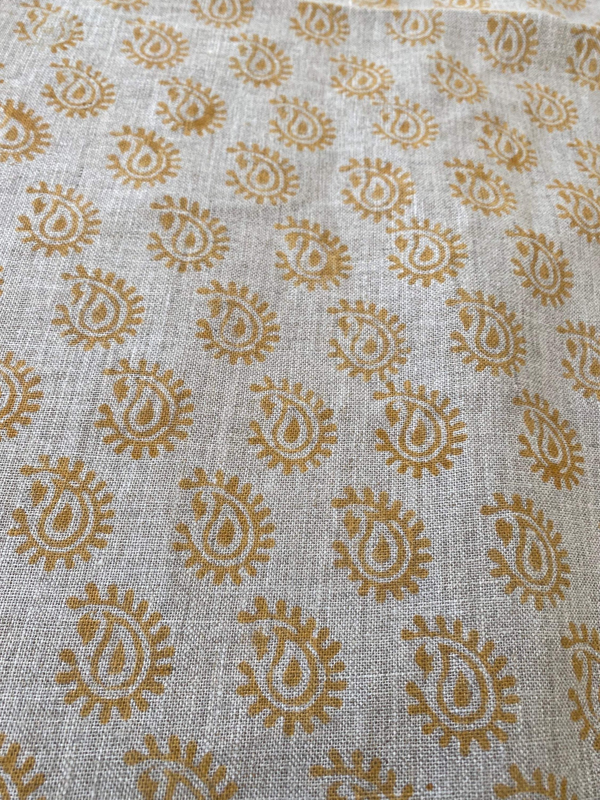 TATULLA || Indian Hand Block Print Fabric, Indian Linen Fabric, Block Print Fabric, Designer Floral Printing Fabric, Upholstery fabric, - Maple Village Lane