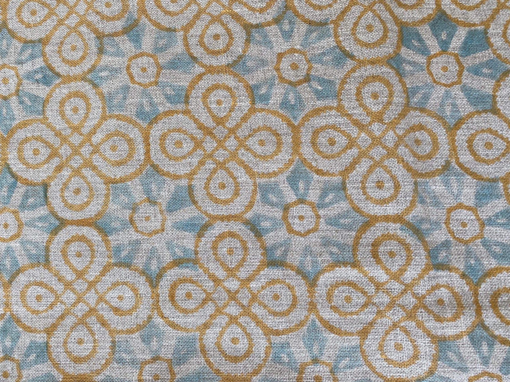 ROUNDED || Indian Hand Block Print Fabric, Indian Linen Fabric, Block Print Fabric, Designer Floral Printing Fabric, Upholstery fabric, - Maple Village Lane