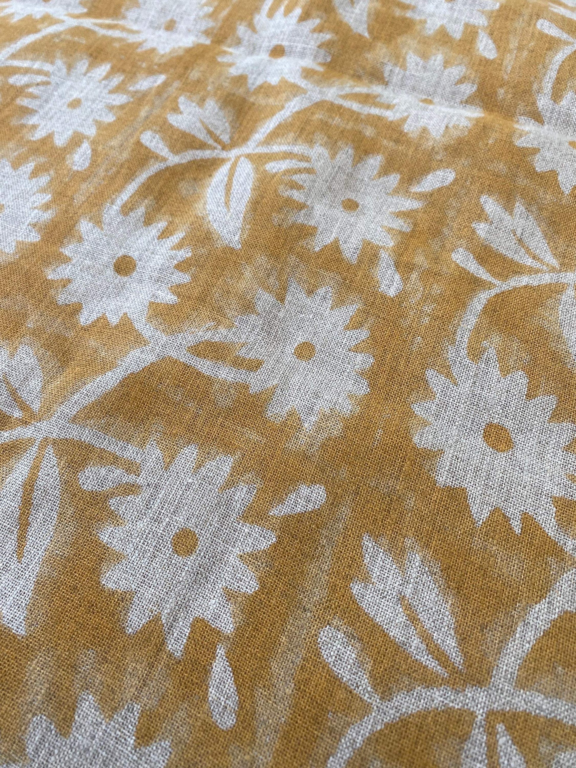 ALOFSH || Indian Hand Block Print Fabric, Indian Linen Fabric, Block Print Fabric, Designer Floral Printing Fabric, Upholstery fabric, - Maple Village Lane