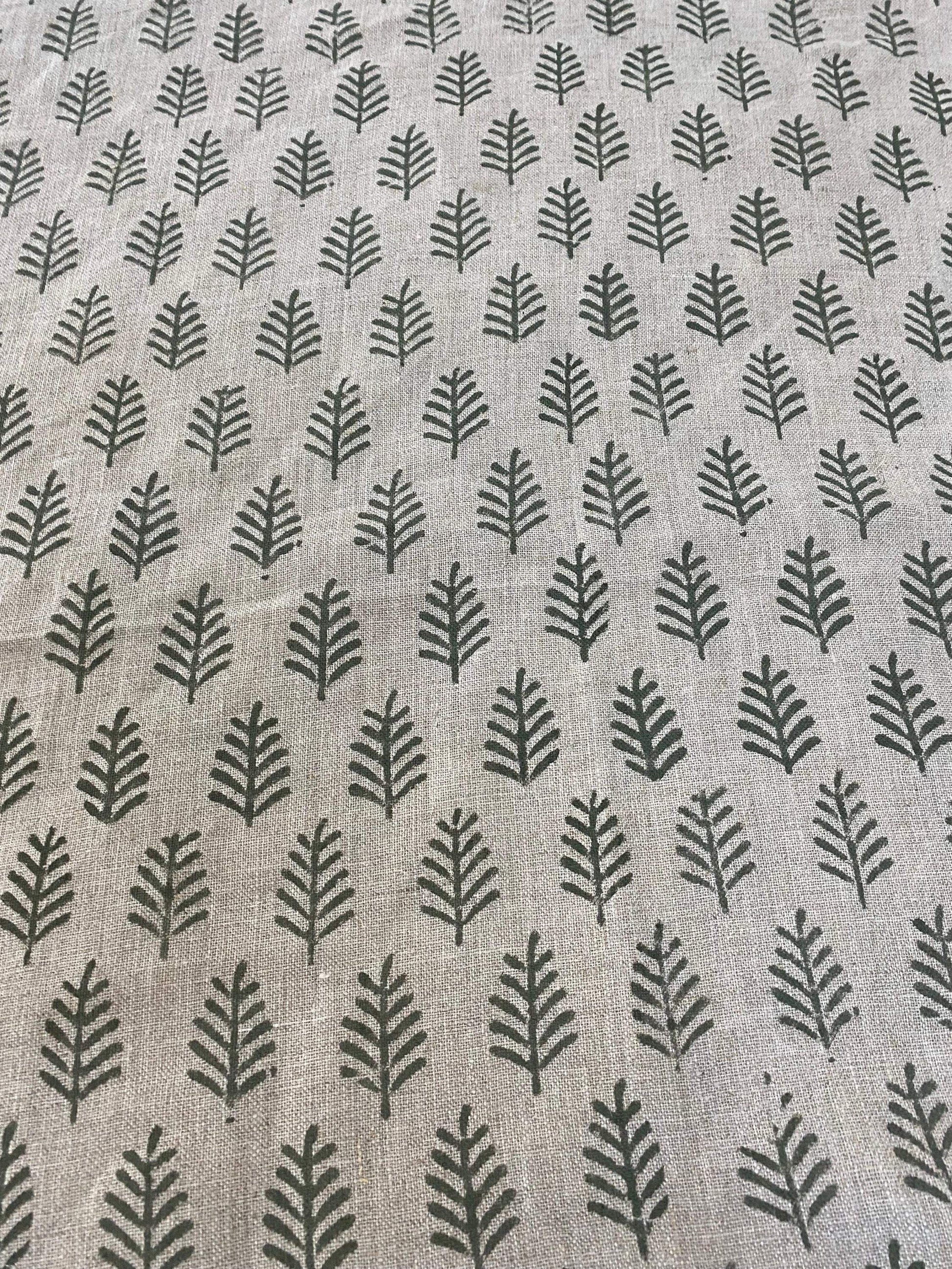 LEAFFRON || Indian Hand Block Print Fabric, Indian Linen Fabric, Block Print Fabric, Designer Floral Printing Fabric, Upholstery fabric, - Maple Village Lane