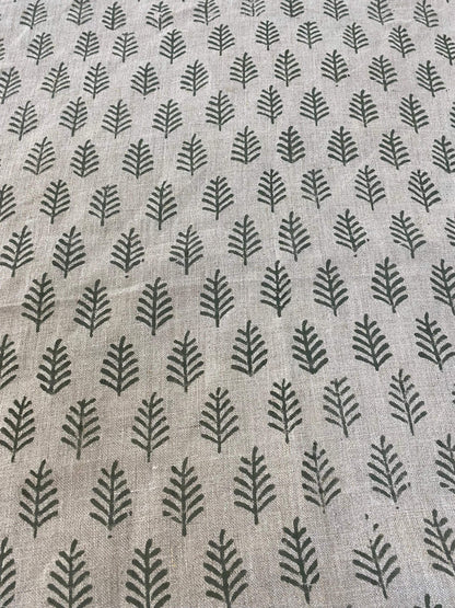 LEAFFRON || Indian Hand Block Print Fabric, Indian Linen Fabric, Block Print Fabric, Designer Floral Printing Fabric, Upholstery fabric, - Maple Village Lane