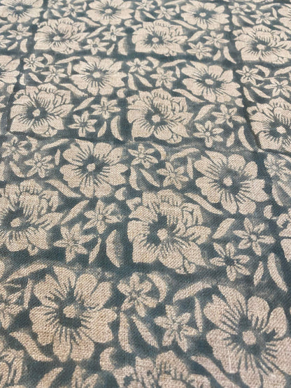 ZAFFRA || Indian Hand Block Print Fabric, Indian Linen Fabric, Block Print Fabric, Designer Floral Printing Fabric, Upholstery fabric, - Maple Village Lane