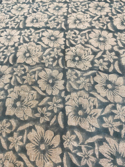 ZAFFRA || Indian Hand Block Print Fabric, Indian Linen Fabric, Block Print Fabric, Designer Floral Printing Fabric, Upholstery fabric, - Maple Village Lane