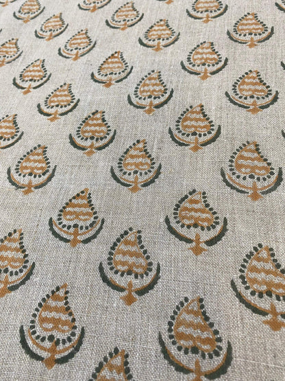 KAROUTT || Indian Hand Block Print Fabric, Indian Linen Fabric, Block Print Fabric, Designer Floral Printing Fabric, Upholstery fabric, - Maple Village Lane