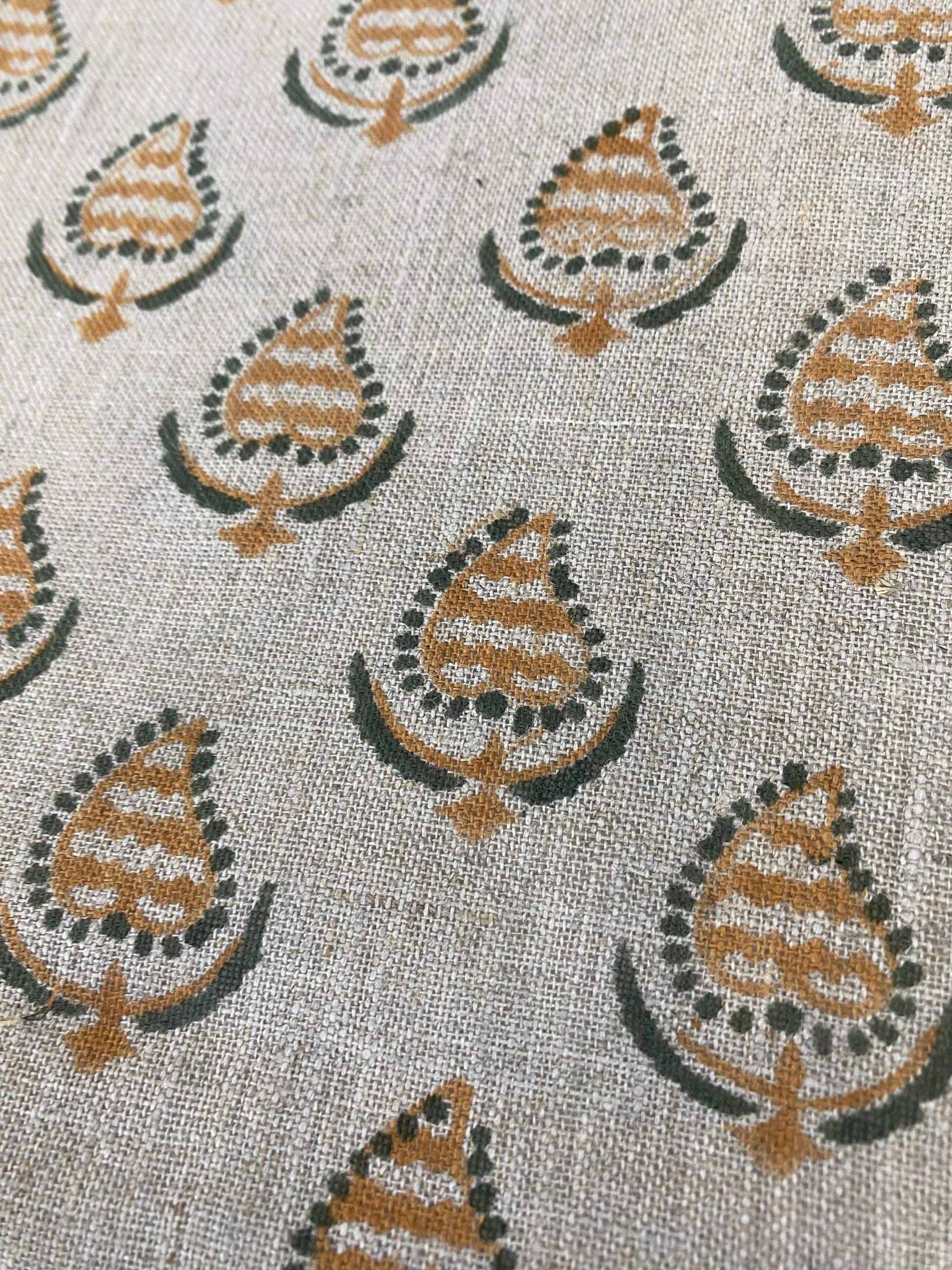 KAROUTT || Indian Hand Block Print Fabric, Indian Linen Fabric, Block Print Fabric, Designer Floral Printing Fabric, Upholstery fabric, - Maple Village Lane