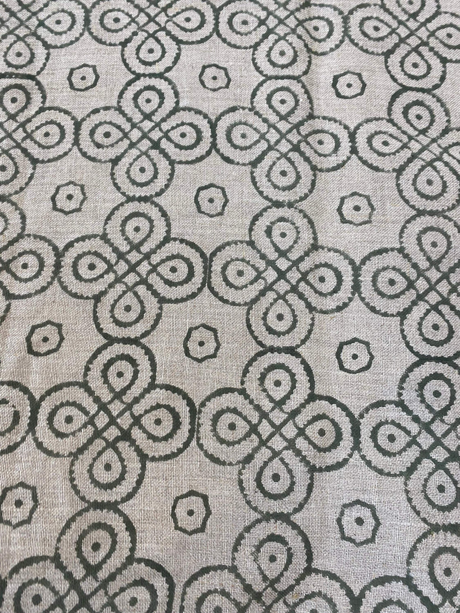 ROUNDED || Indian Hand Block Print Fabric, Indian Linen Fabric, Block Print Fabric, Designer Floral Printing Fabric, Upholstery fabric, - Maple Village Lane