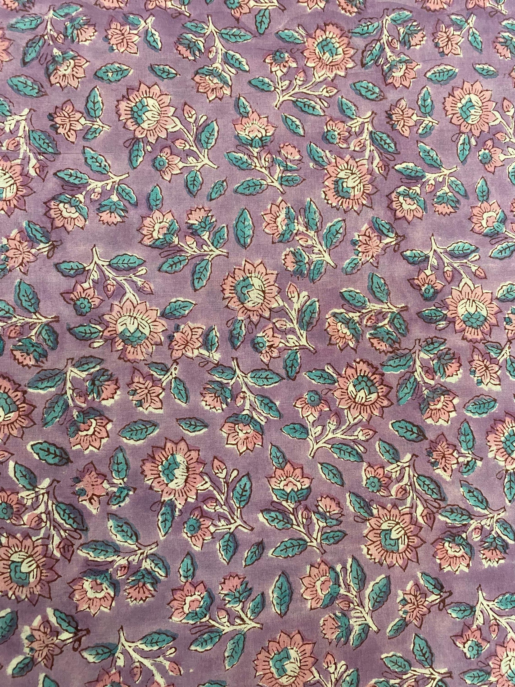 Indian Cotton Block Print Fabric by the Yard -Sewing and Quilting Fabric - Maple Village Lane