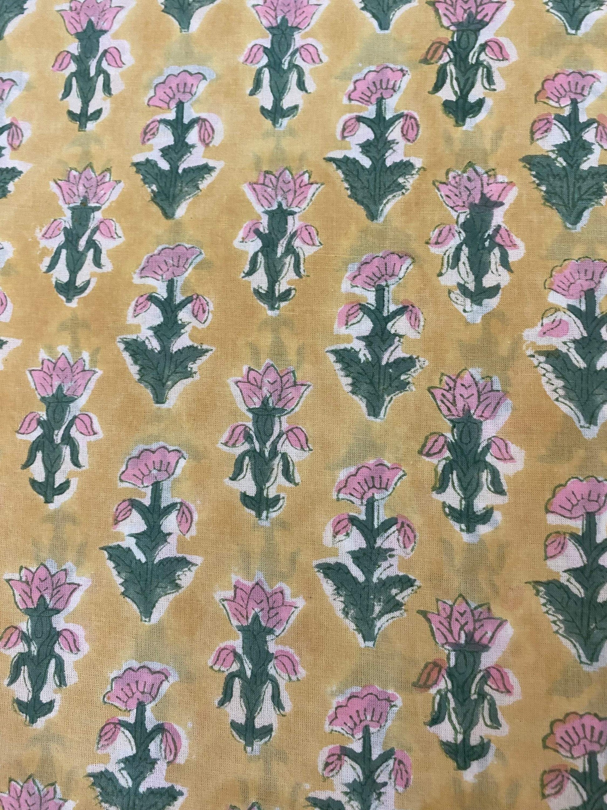 Indian Cotton Block Print Fabric by the Yard -Sewing and Quilting Fabric - Maple Village Lane