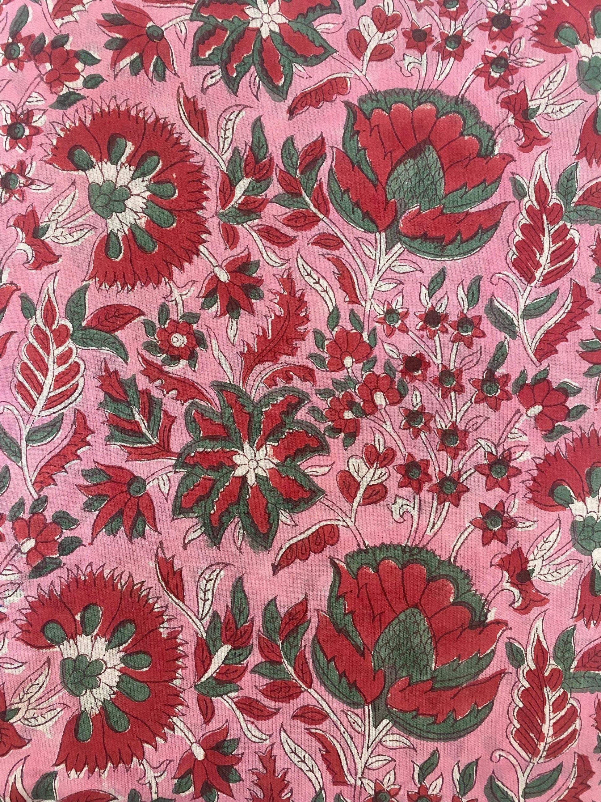 Indian Cotton Block Print Fabric by the Yard -Sewing and Quilting Fabric - Maple Village Lane