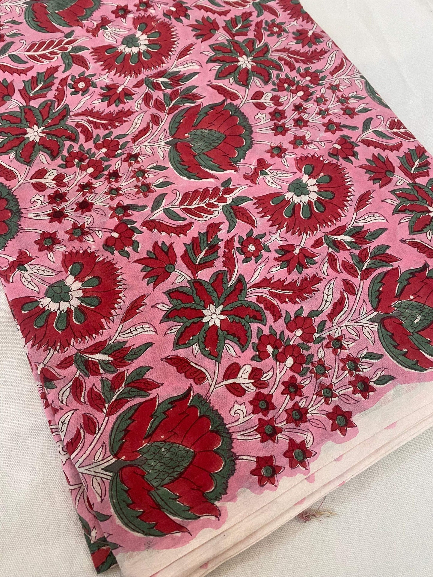 Indian Cotton Block Print Fabric by the Yard -Sewing and Quilting Fabric - Maple Village Lane