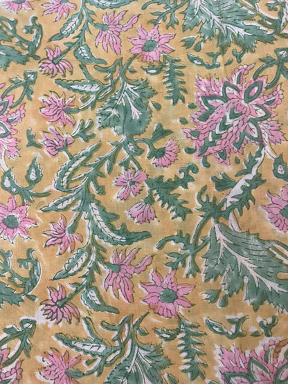 Indian Cotton Block Print Fabric by the Yard -Sewing and Quilting Fabric - Maple Village Lane