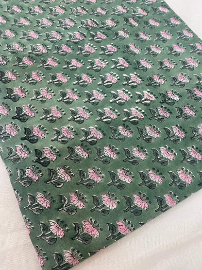 Indian Cotton Block Print Fabric by the Yard -Sewing and Quilting Fabric - Maple Village Lane