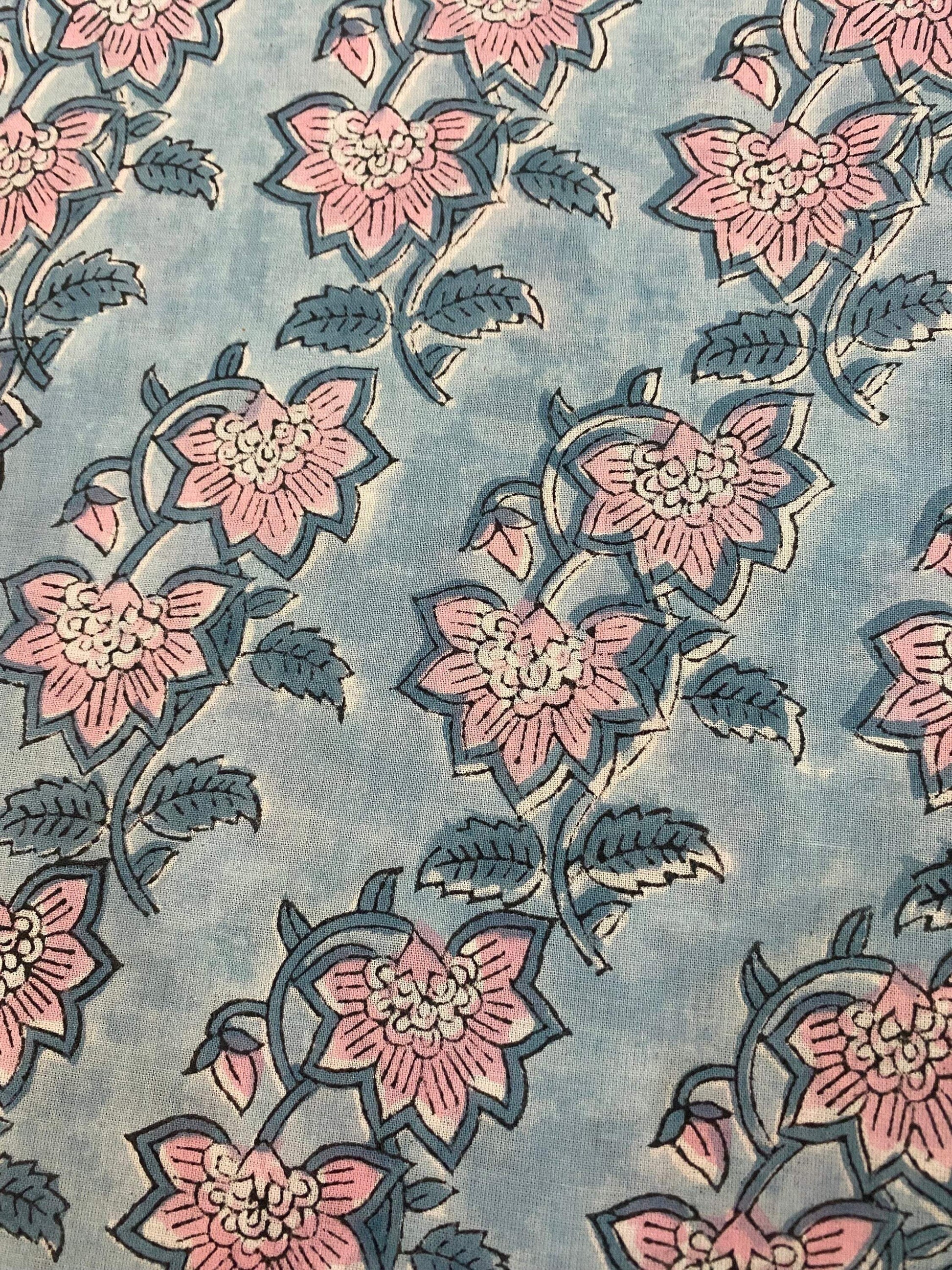 Indian Cotton Block Print Fabric by the Yard -Sewing and Quilting Fabric - Maple Village Lane