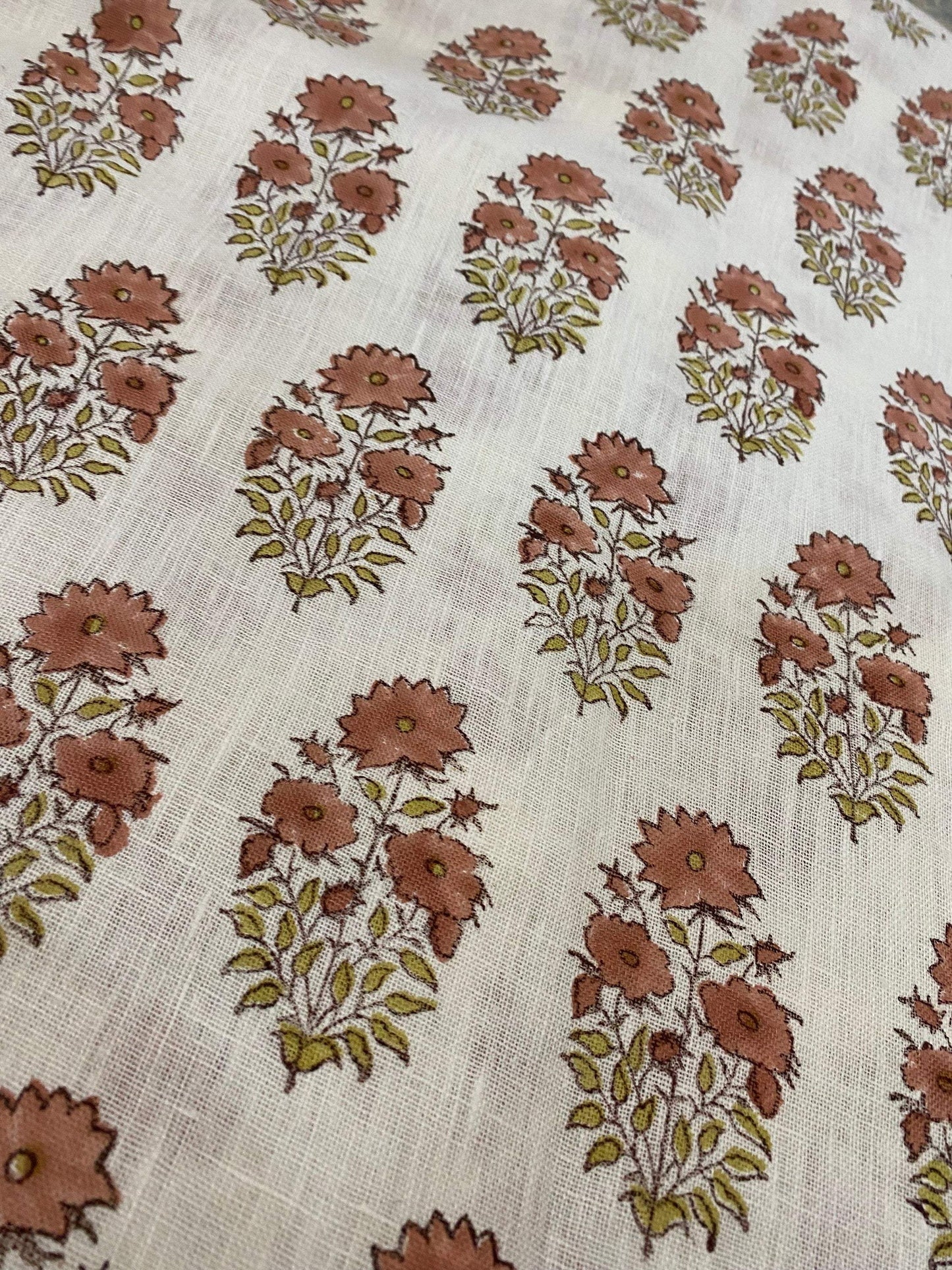 58" inches Indian Hand Block Print Fabric, Indian Linen Fabric, Block Print Fabric, Designer Floral Printing Fabric, Upholstery fabric,