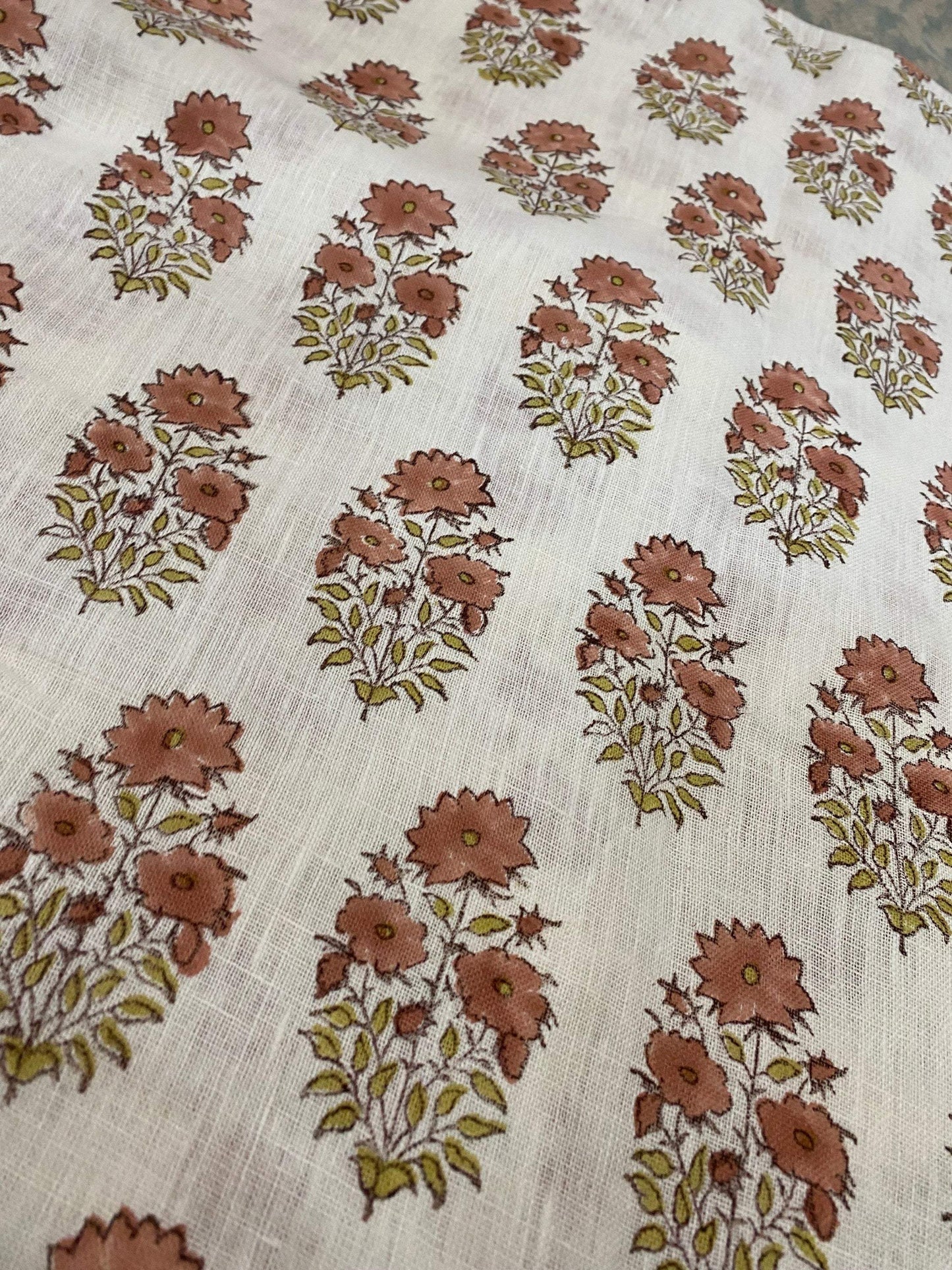 58" inches Indian Hand Block Print Fabric, Indian Linen Fabric, Block Print Fabric, Designer Floral Printing Fabric, Upholstery fabric,