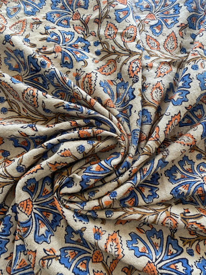 58" inches Indian Hand Block Print Fabric, Indian Linen Fabric, Block Print Fabric, Designer Floral Printing Fabric, Upholstery fabric,