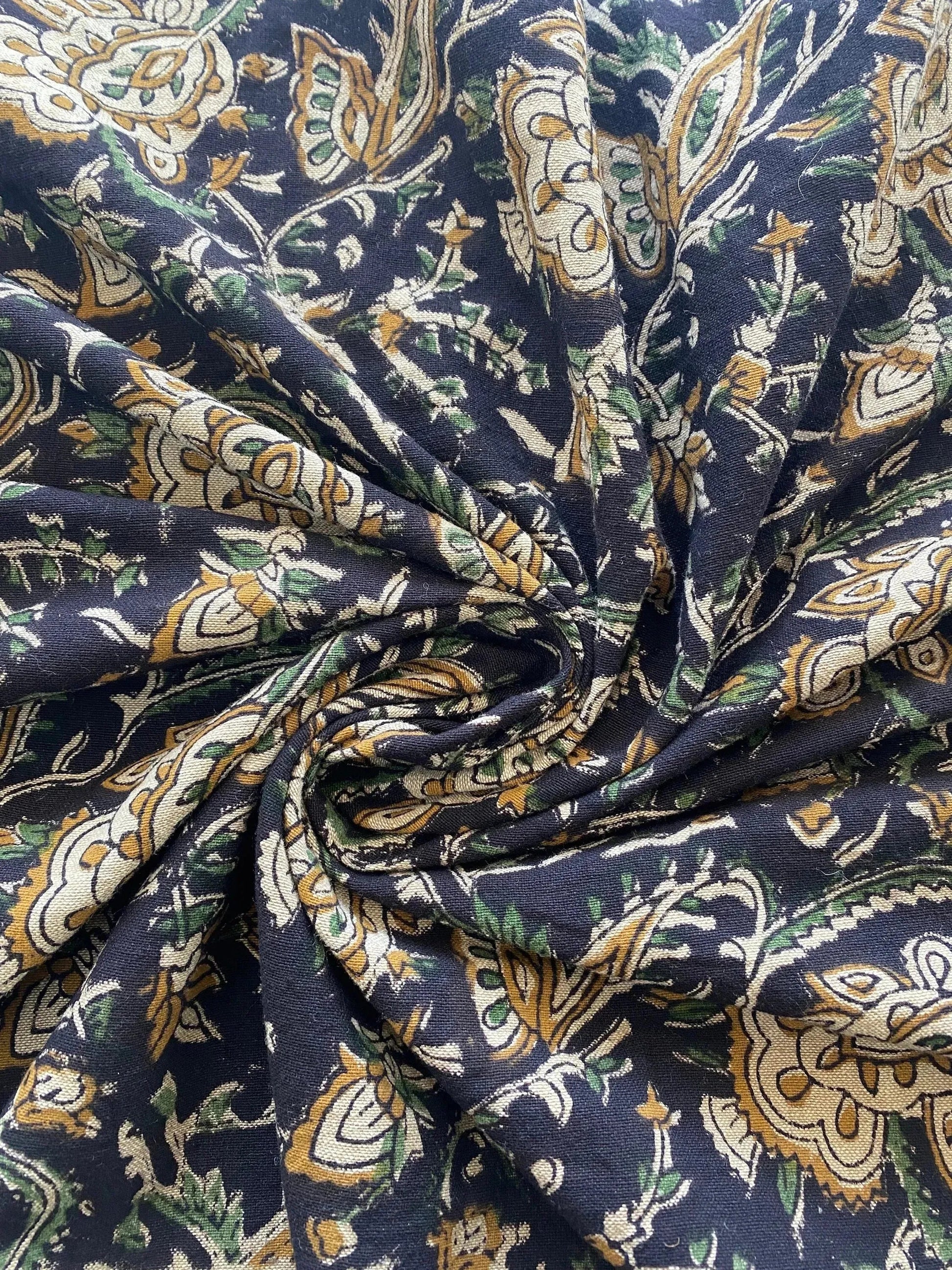 58" inches Indian Hand Block Print Fabric, Indian Linen Fabric, Block Print Fabric, Designer Floral Printing Fabric, Upholstery fabric, - Maple Village Lane