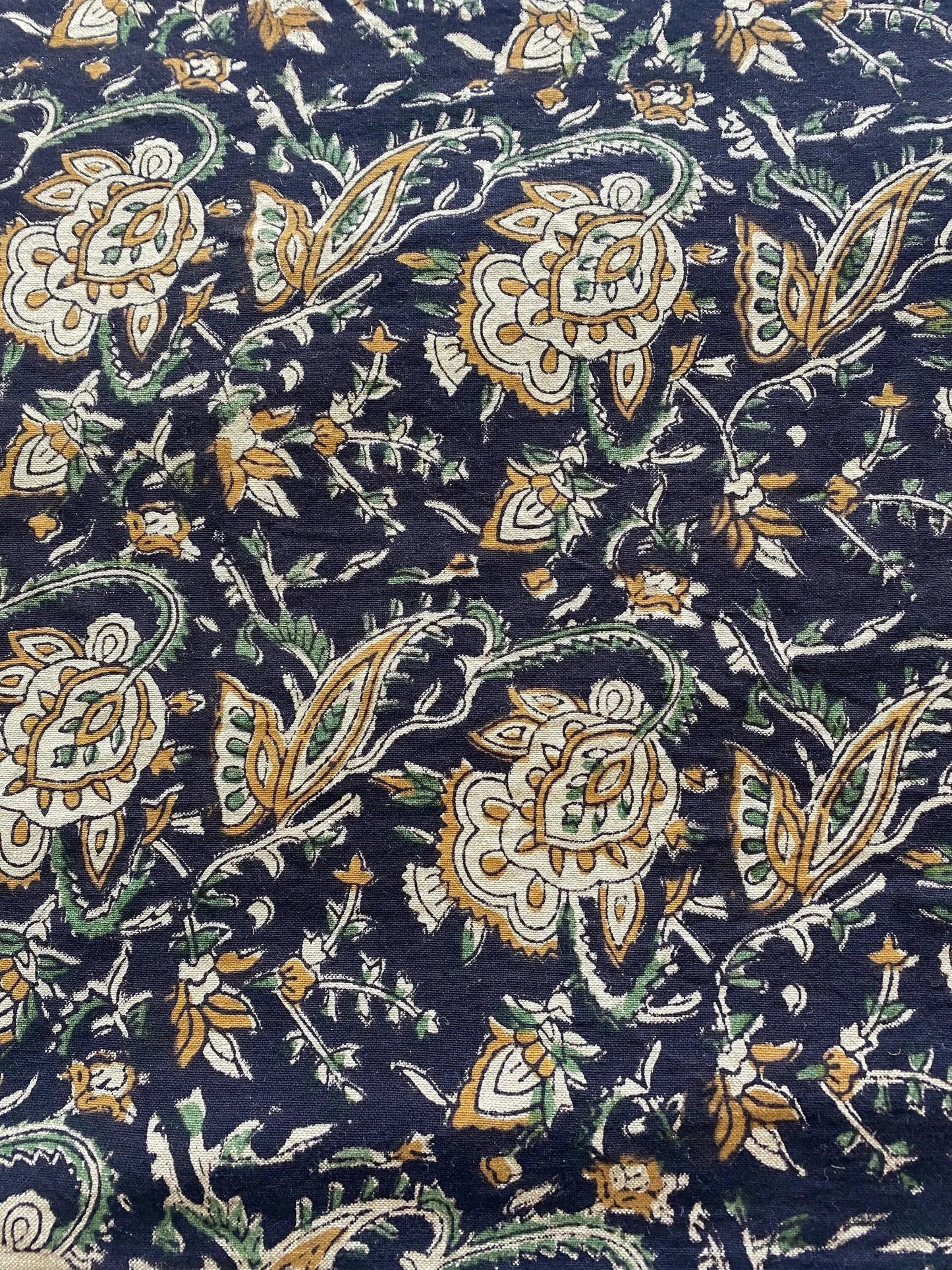 58" inches Indian Hand Block Print Fabric, Indian Linen Fabric, Block Print Fabric, Designer Floral Printing Fabric, Upholstery fabric, - Maple Village Lane