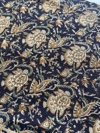 58" inches Indian Hand Block Print Fabric, Indian Linen Fabric, Block Print Fabric, Designer Floral Printing Fabric, Upholstery fabric, - Maple Village Lane