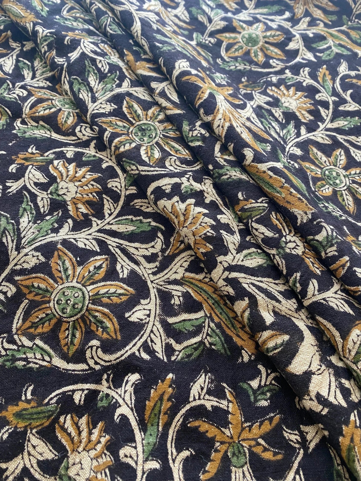 58" inches Indian Hand Block Print Fabric, Indian Linen Fabric, Block Print Fabric, Designer Floral Printing Fabric, Upholstery fabric,