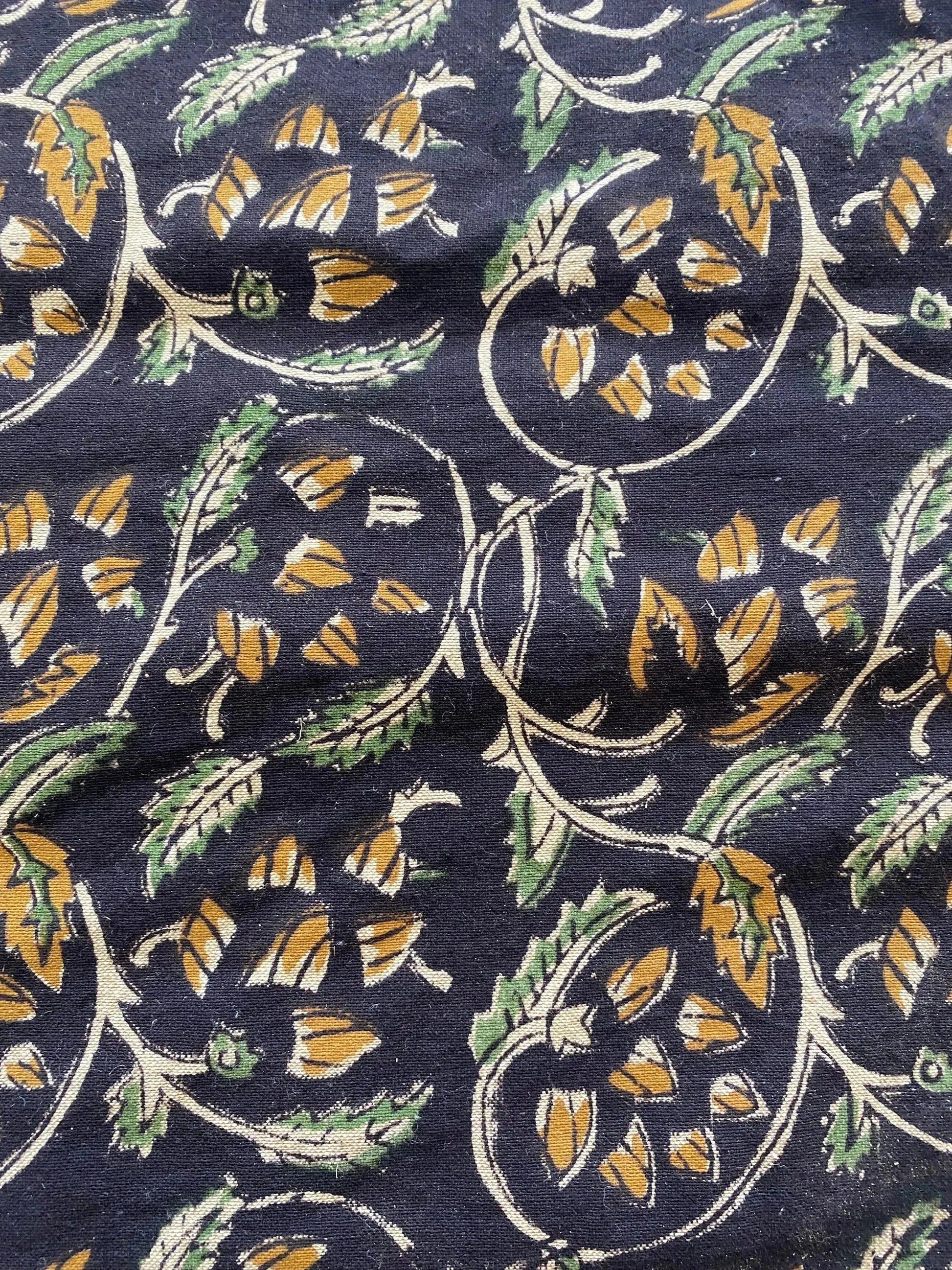 58" inches Indian Hand Block Print Fabric, Indian Linen Fabric, Block Print Fabric, Designer Floral Printing Fabric, Upholstery fabric, - Maple Village Lane