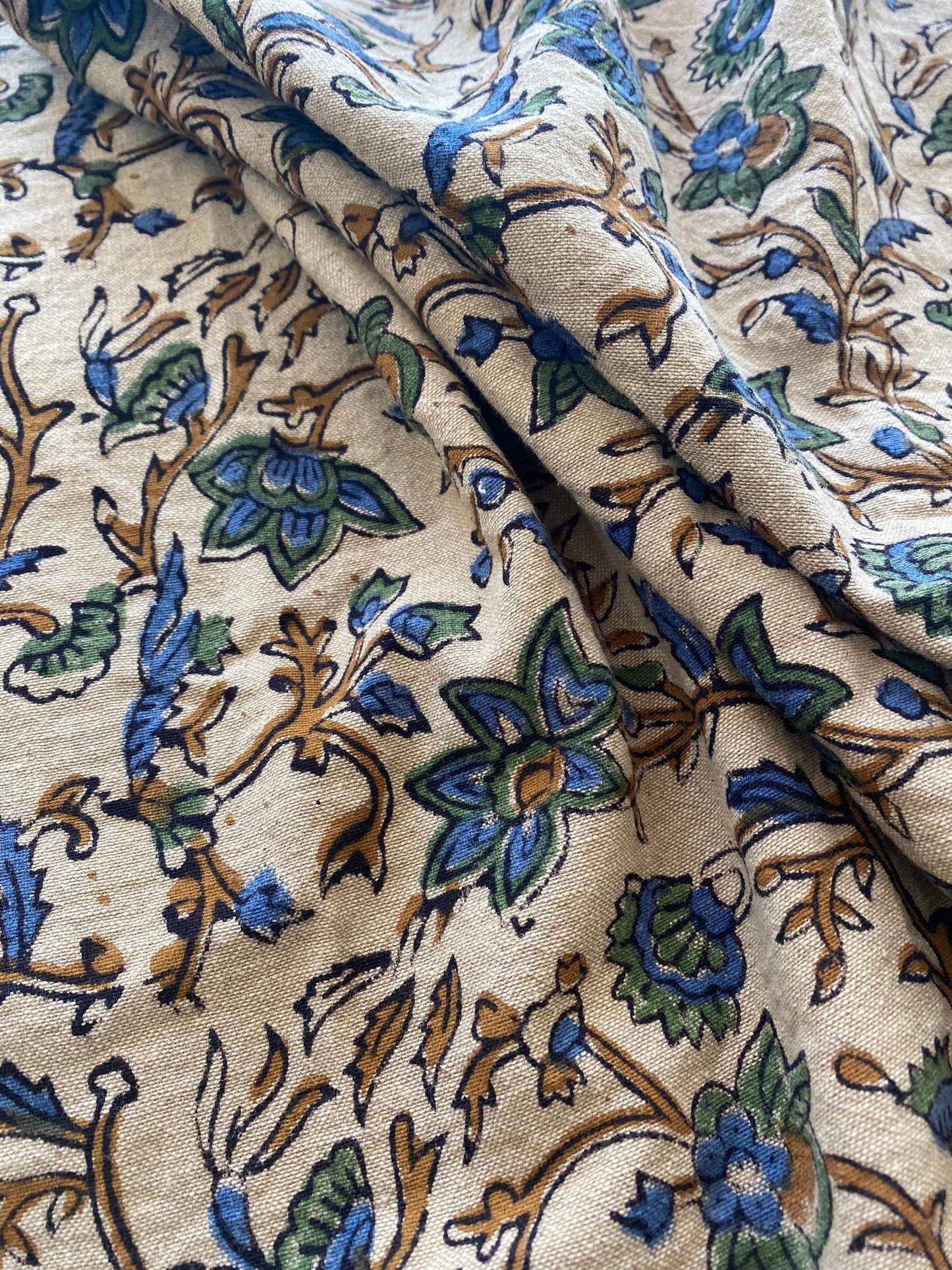 58" inches Indian Hand Block Print Fabric, Indian Linen Fabric, Block Print Fabric, Designer Floral Printing Fabric, Upholstery fabric,