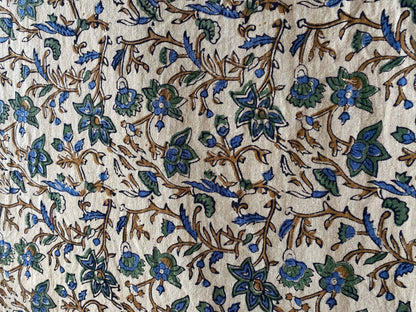 58" inches Indian Hand Block Print Fabric, Indian Linen Fabric, Block Print Fabric, Designer Floral Printing Fabric, Upholstery fabric,