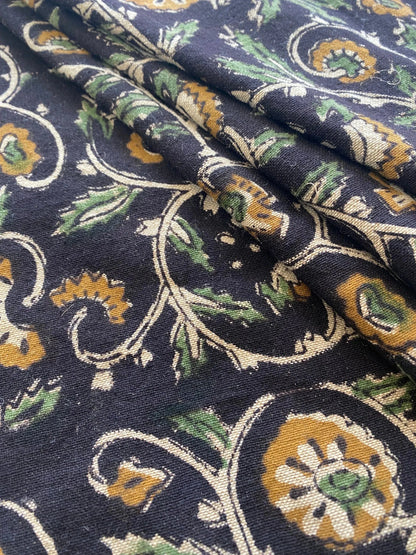 58" inches Indian Hand Block Print Fabric, Indian Linen Fabric, Block Print Fabric, Designer Floral Printing Fabric, Upholstery fabric,